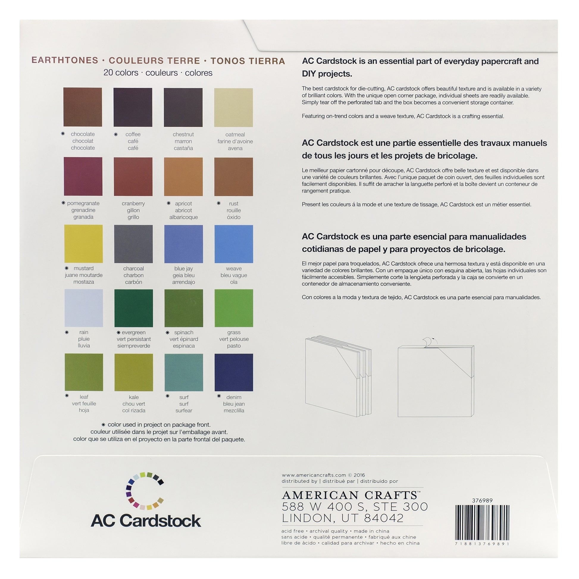 AC Cardstock Textured 12x12" Solid Color Variety Pack
