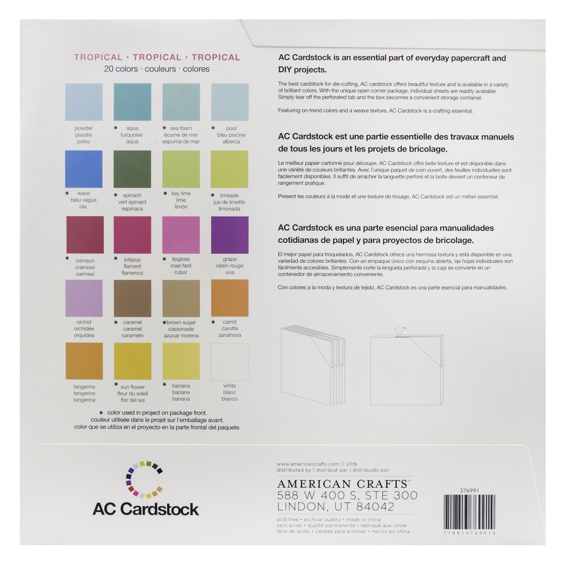 AC Cardstock Textured 12x12" Solid Color Variety Pack