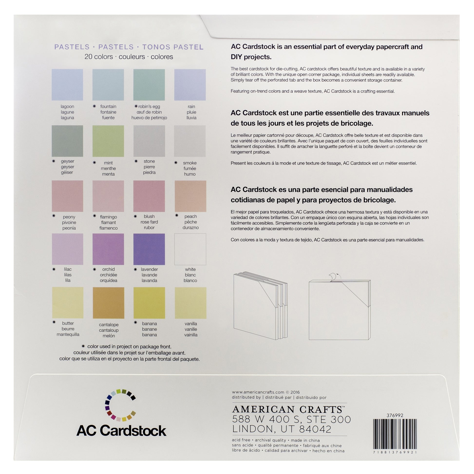 AC Cardstock Textured 12x12" Solid Color Variety Pack