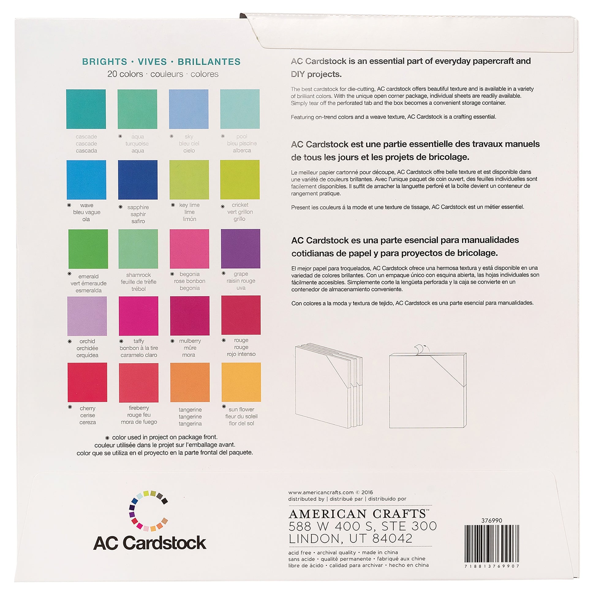 AC Cardstock Textured 12x12" Solid Color Variety Pack