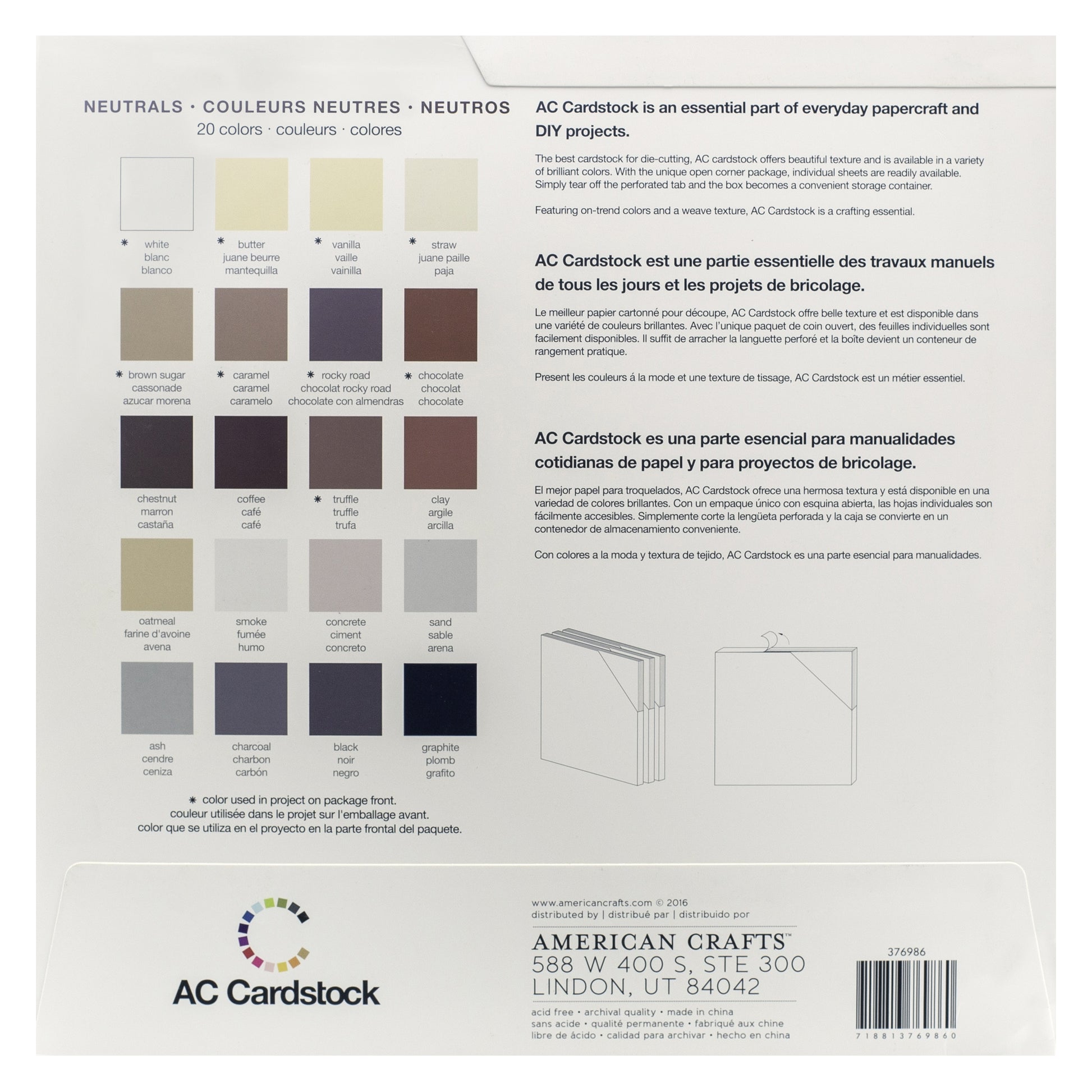 AC Cardstock Textured 12x12" Solid Color Variety Pack