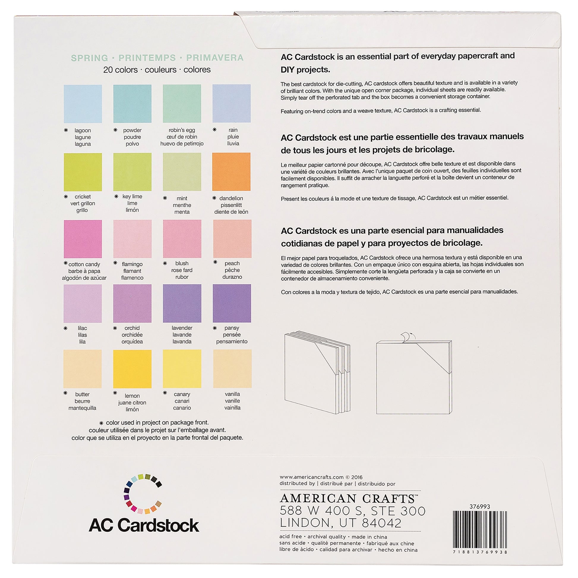 AC Cardstock Textured 12x12" Solid Color Variety Pack