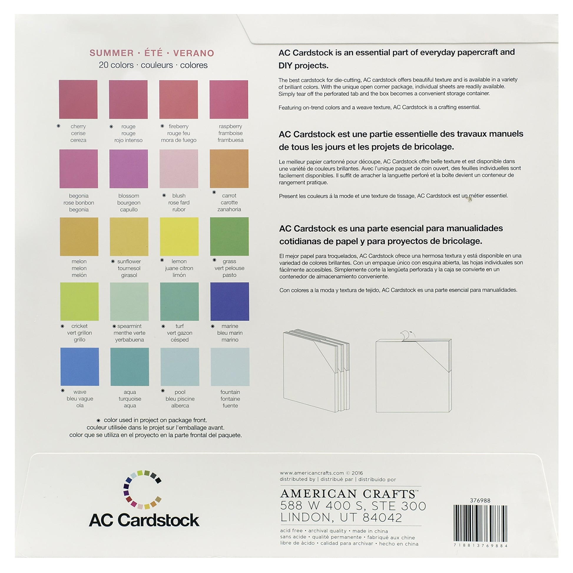 AC Cardstock Textured 12x12" Solid Color Variety Pack
