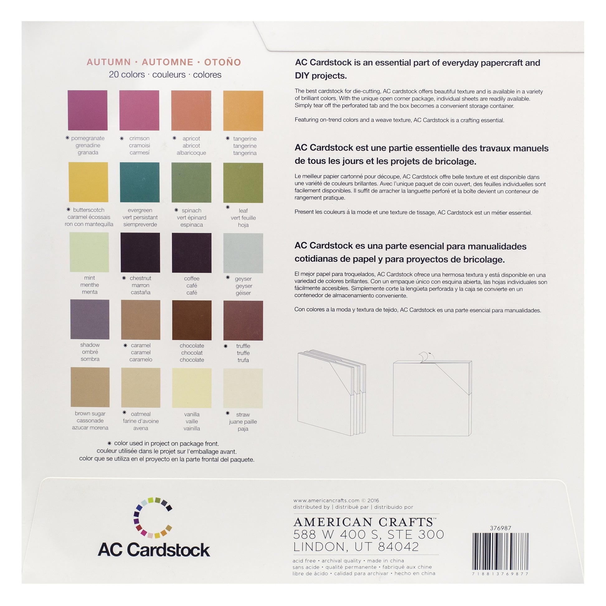 AC Cardstock Textured 12x12" Solid Color Variety Pack