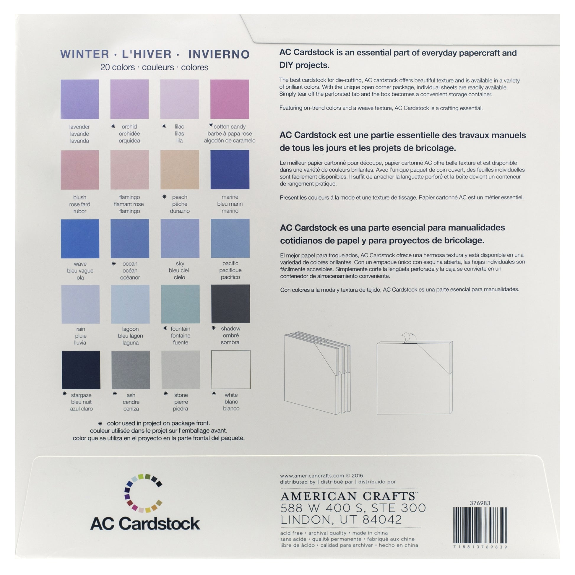 AC Cardstock Textured 12x12" Solid Color Variety Pack