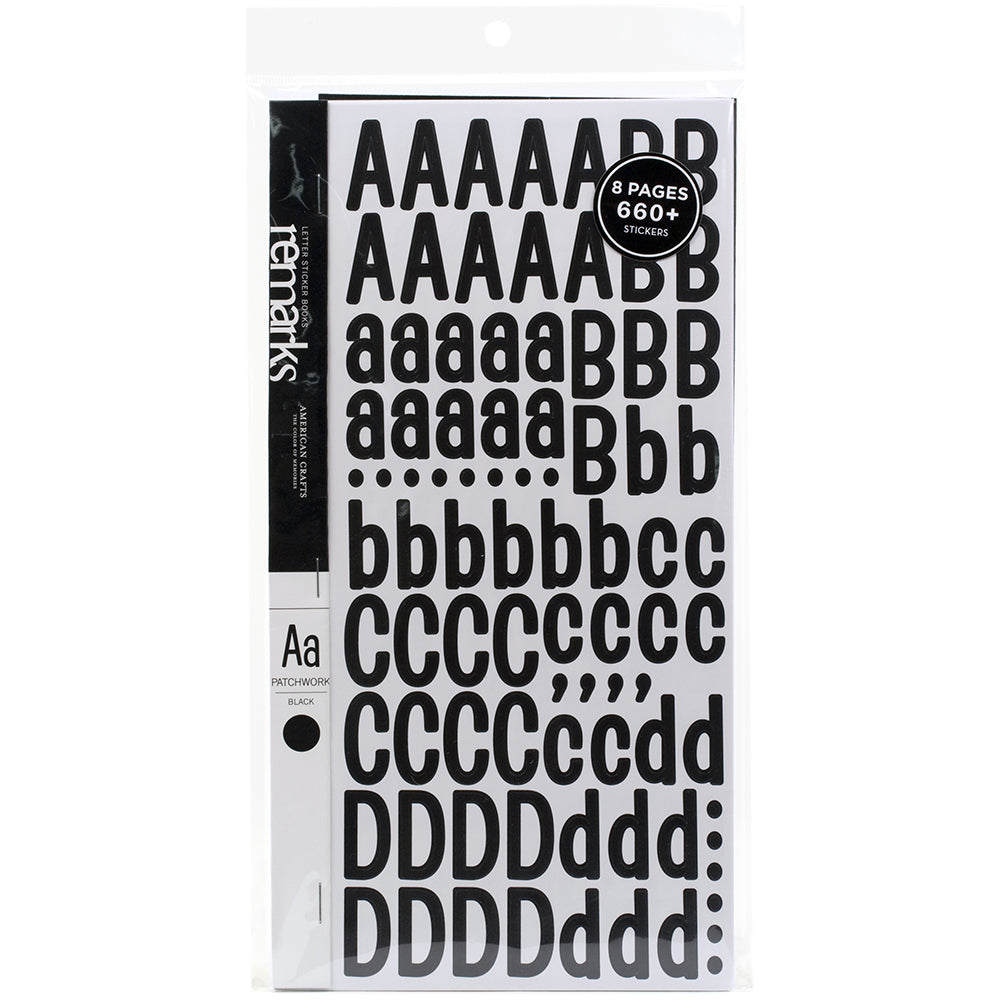 AC Remarks Black Patchwork Font Letter and Number Sticker Book