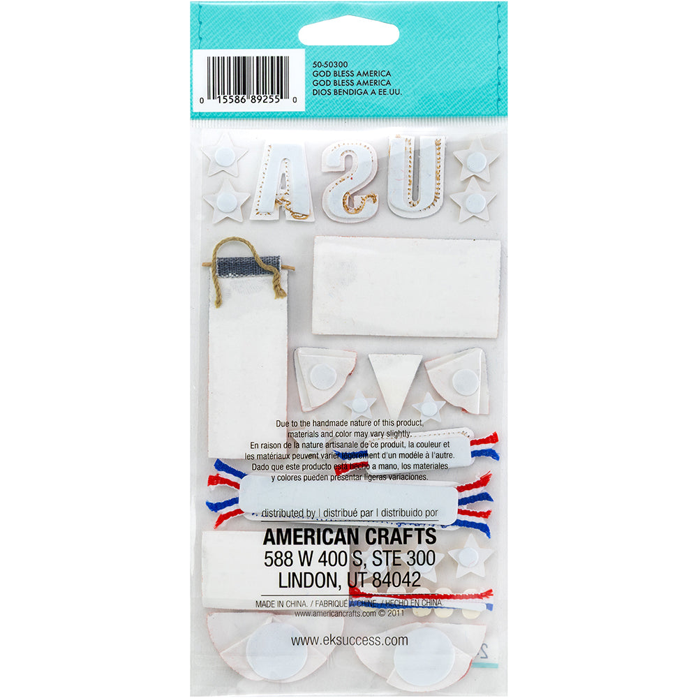 Jolee's Boutique Le Grande Dimensional Stickers - God Bless America, 18pcs