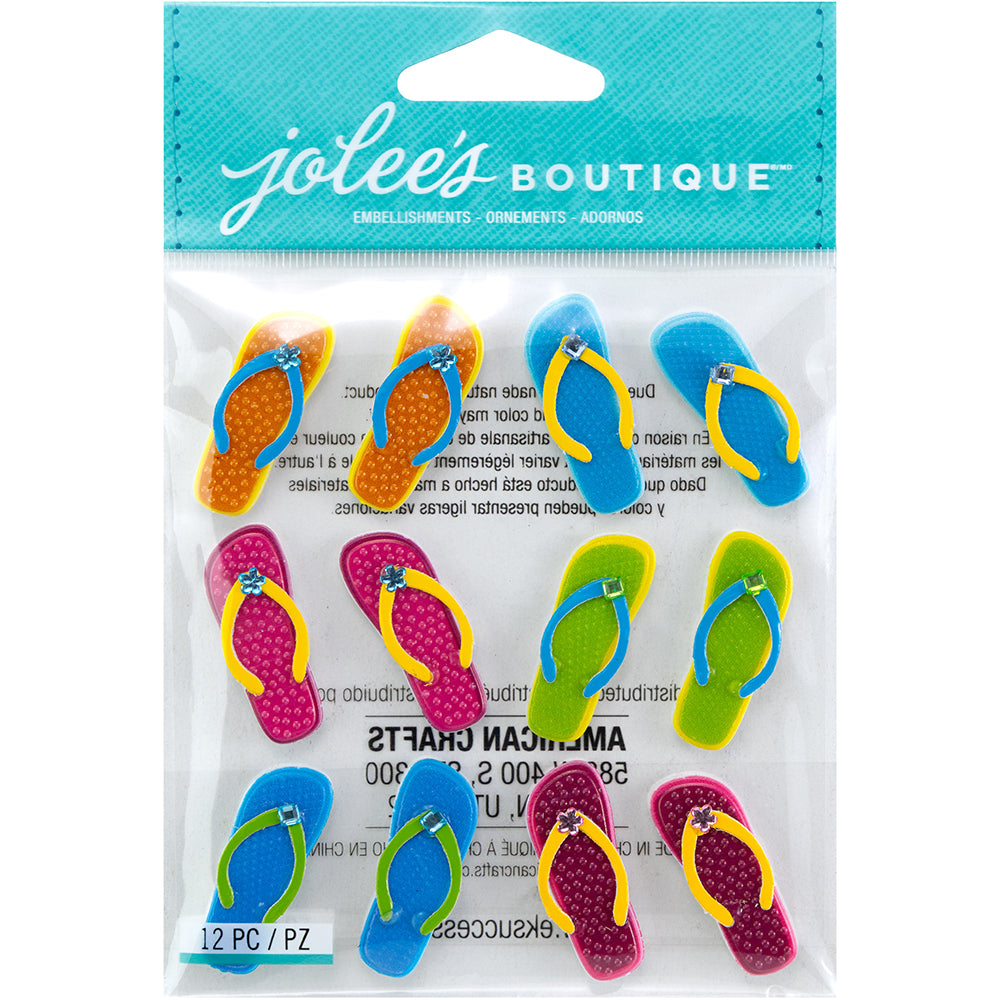 Jolee's Boutique Cabochon Dimensional Repeat Stickers - Flip - Flops, 12pcs