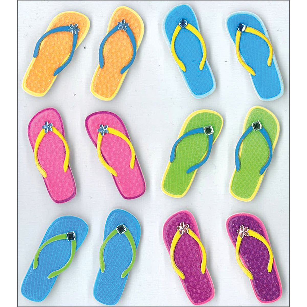 Jolee's Boutique Cabochon Dimensional Repeat Stickers - Flip - Flops, 12pcs