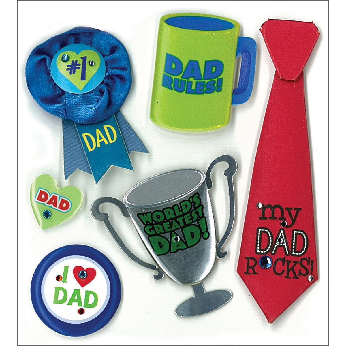 Jolee's Boutique Dimensional Stickers - No. 1 Dad, 6pcs