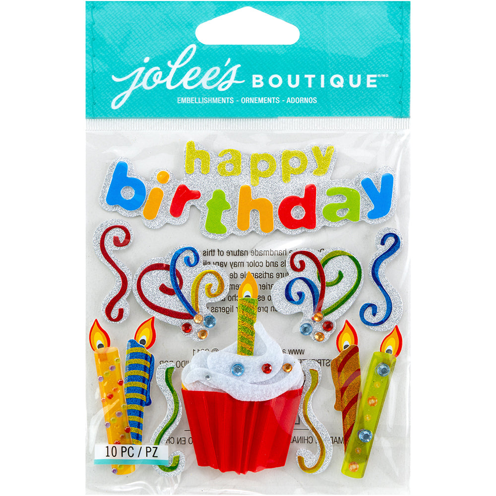 Jolee's Boutique Dimensional Stickers - Happy Birthday, 10pcs