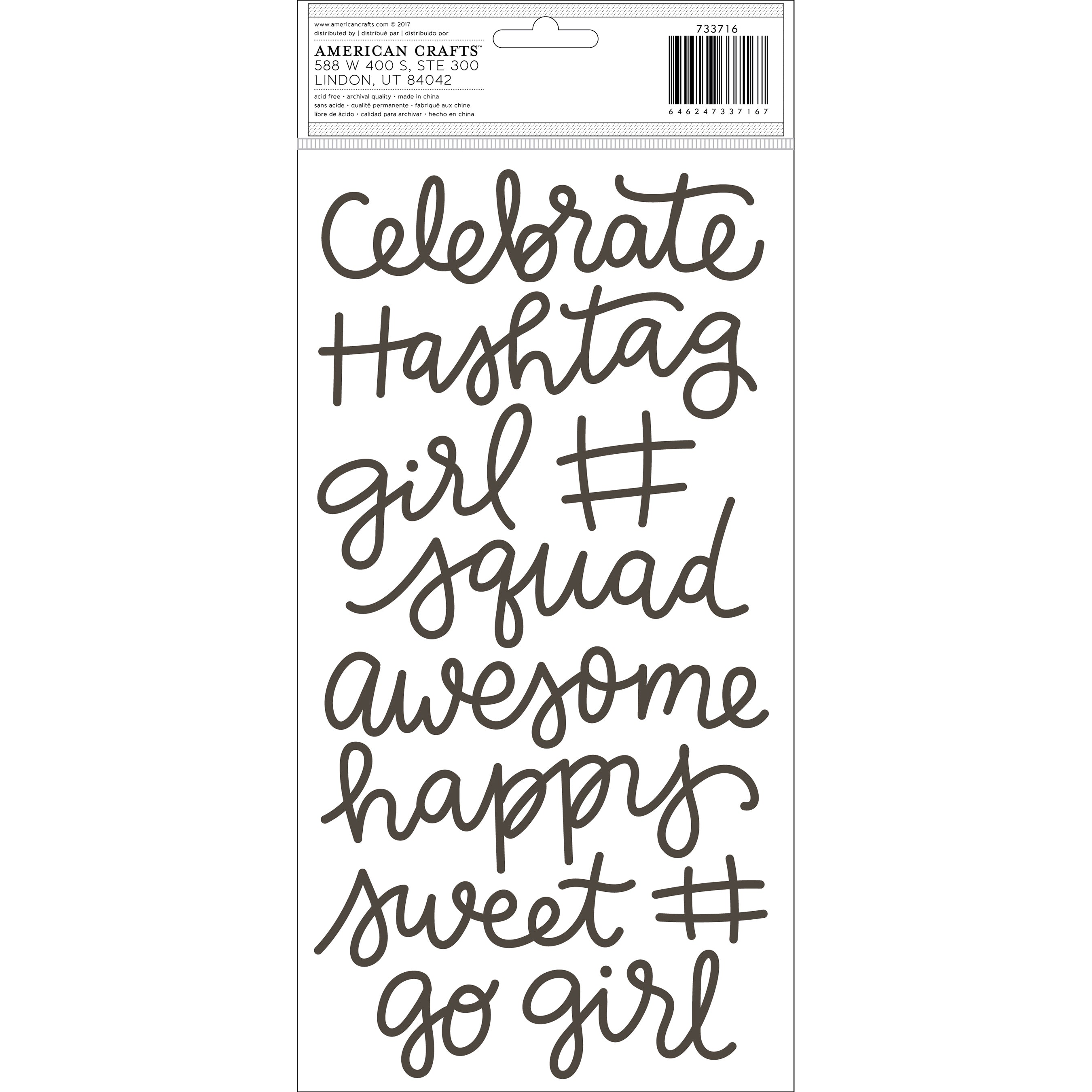 Thickers Girl Squad Phrases Stickers - Skyler Handwriting, 30pcs