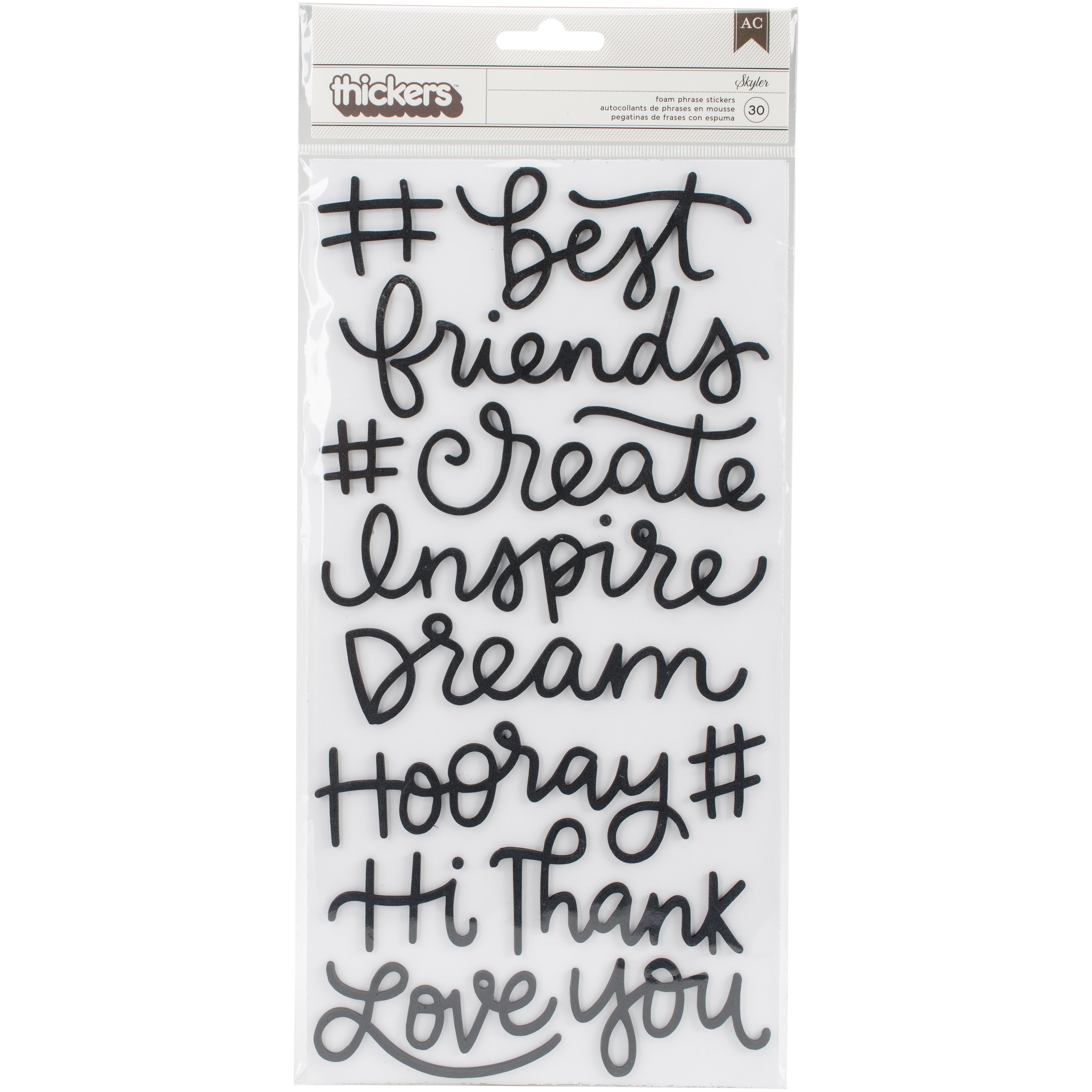 Thickers Girl Squad Phrases Stickers - Skyler Handwriting, 30pcs