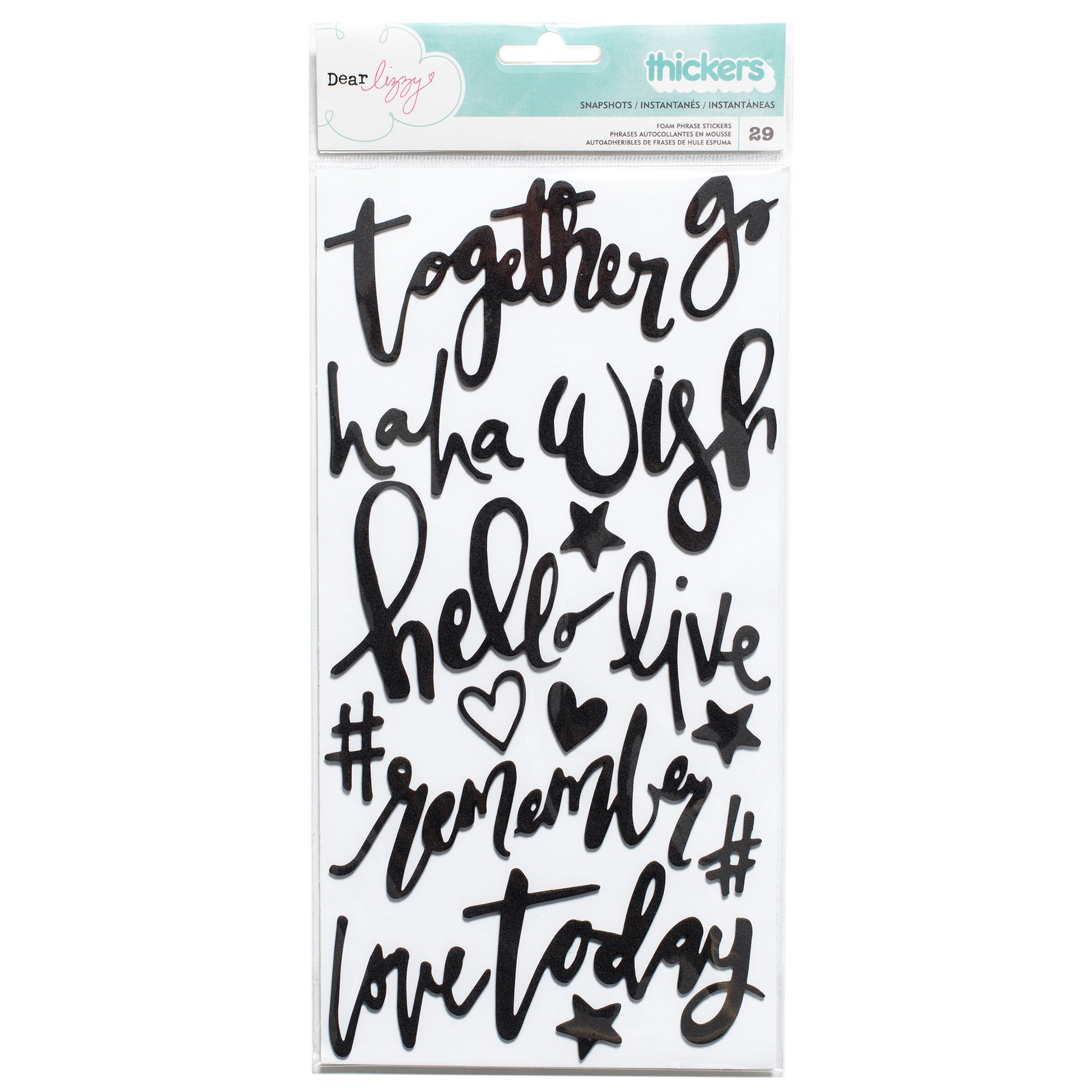 Dear Lizzy Documentary Snapshots Thickers Phrase Stickers, 29 pcs