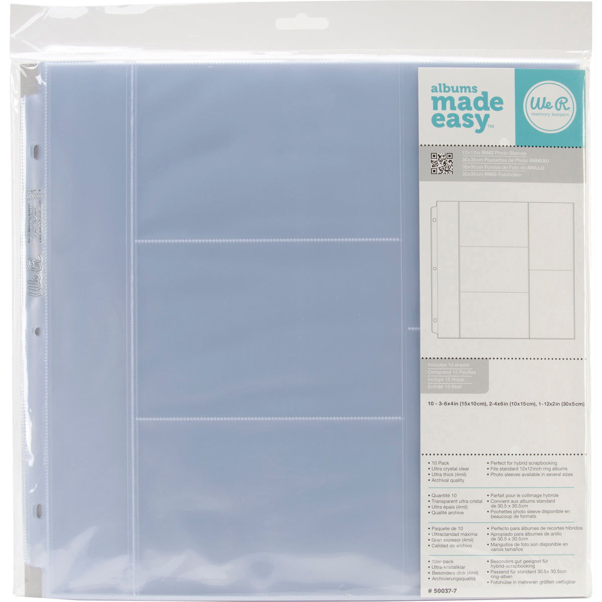 We R 12x12" Ring Photo Album Page Protector Sleeves - Assorted Layouts Available
