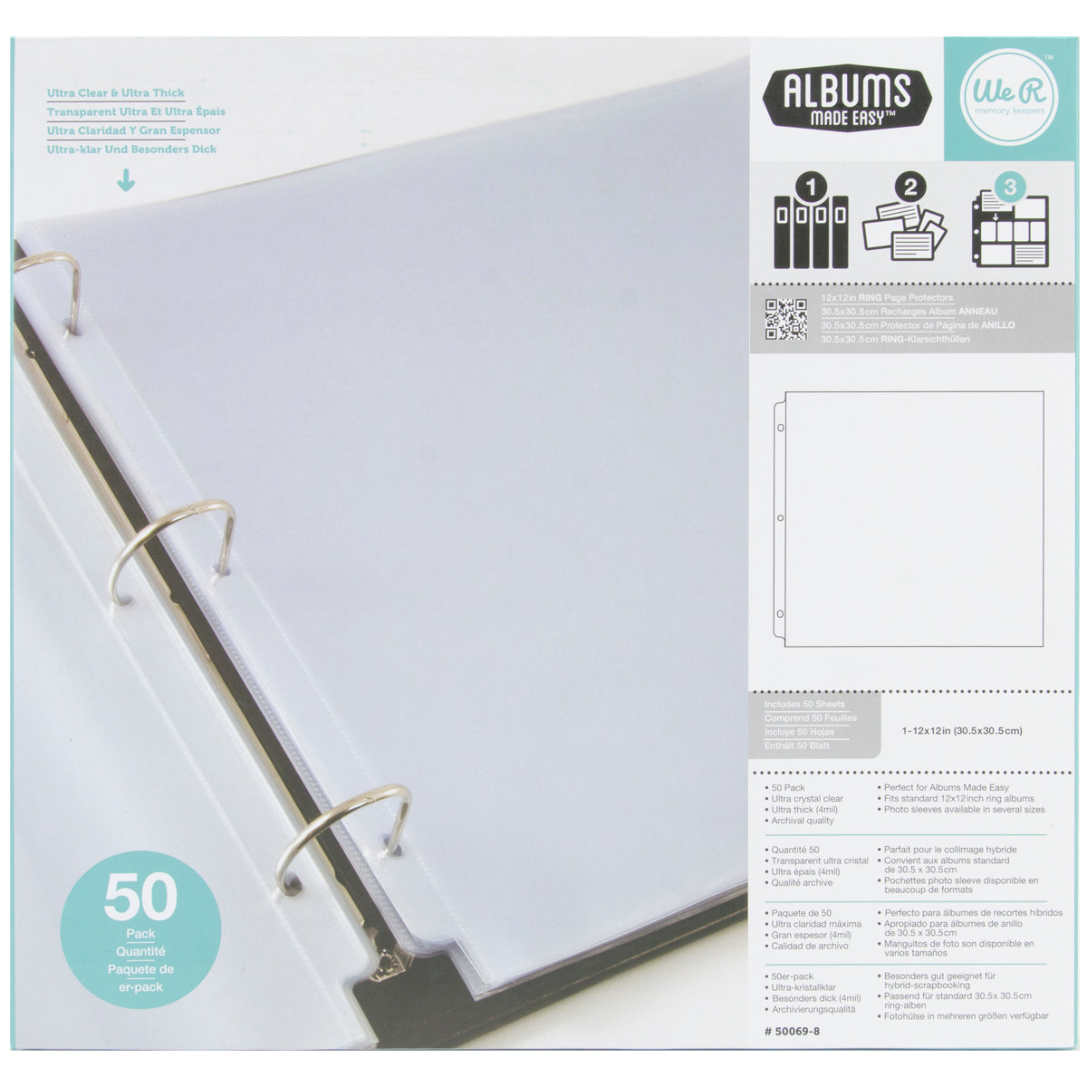 We R 12x12" Ring Photo Album Page Protector Sleeves - Assorted Layouts Available
