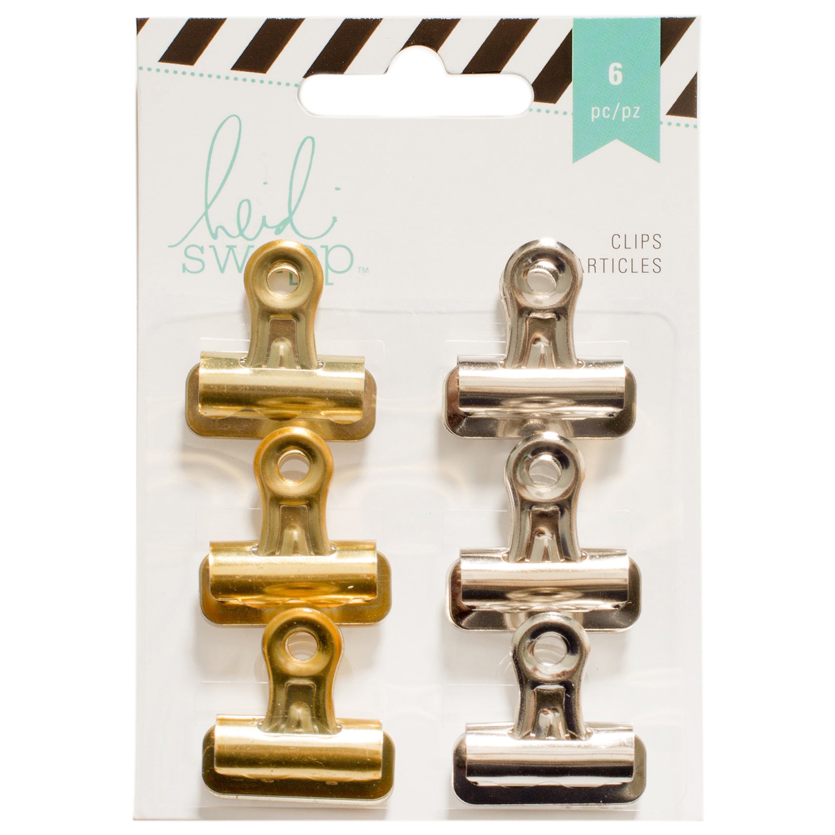 Heidi Swapp 1" Bulldog Clips - 6 Pack, Assorted Styles