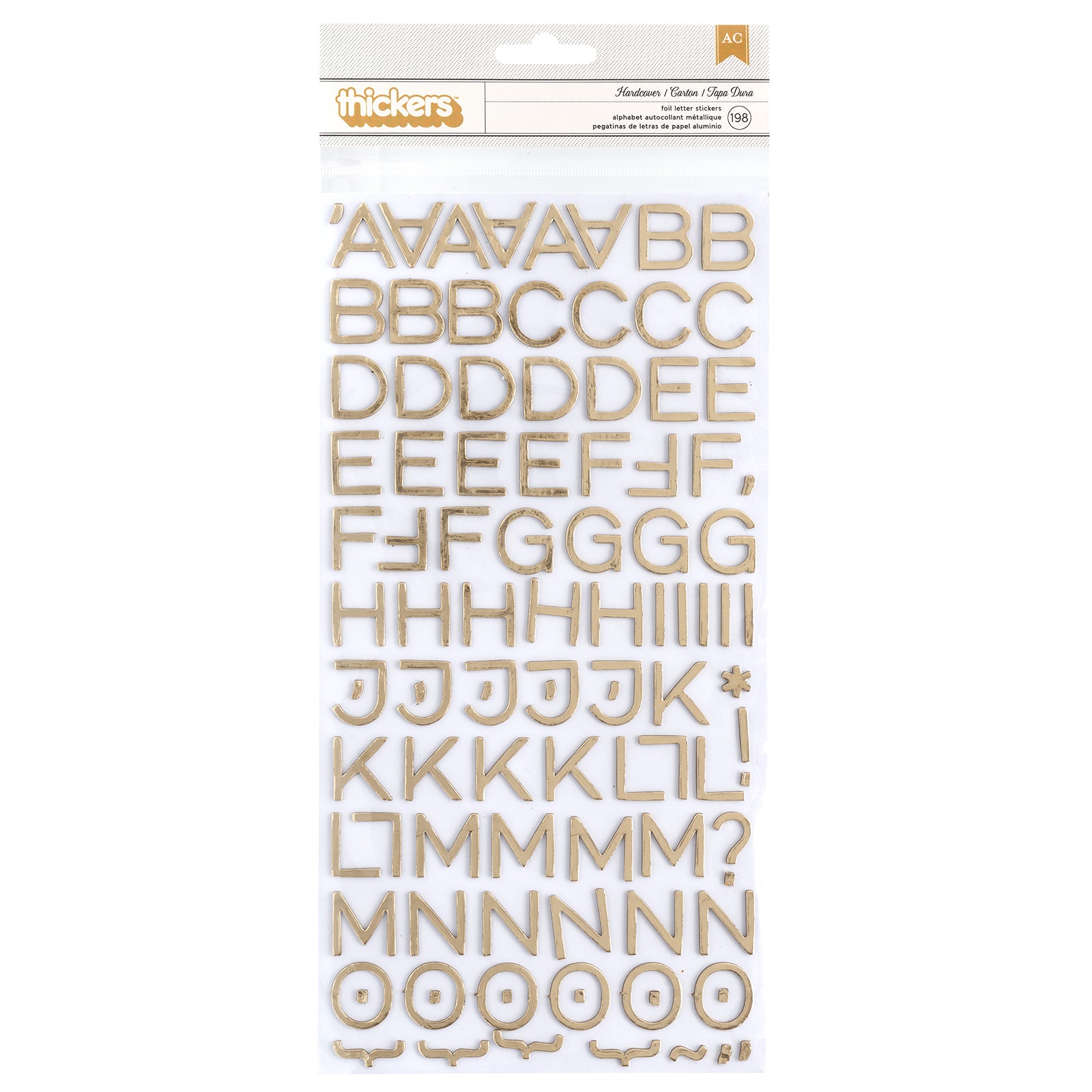 American Crafts Foil Alphabet Stickers-Hardcover-Gold, 191 Pack