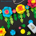 Load image into Gallery viewer, Lifestyle images of flower craft that used the EK Tools Large Five Leaf Paper Punch
