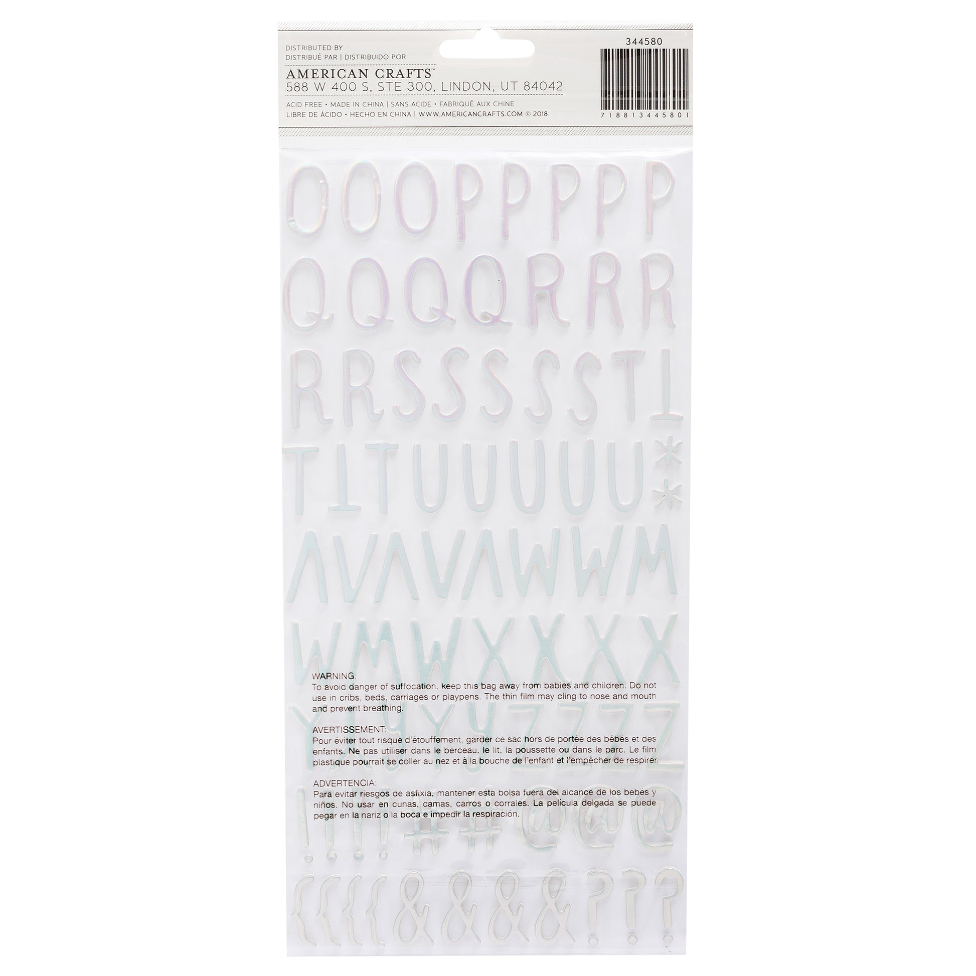 Hooray Surprise Thickers Holographic Foam Alphabet Stickers, 163 pcs