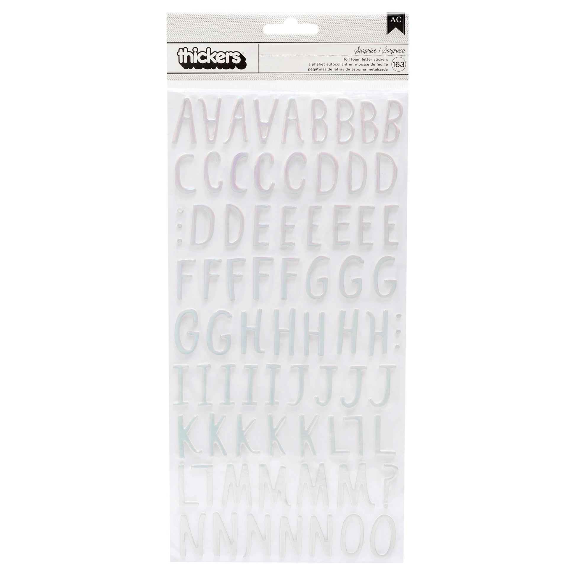 Hooray Surprise Thickers Holographic Foam Alphabet Stickers, 163 pcs