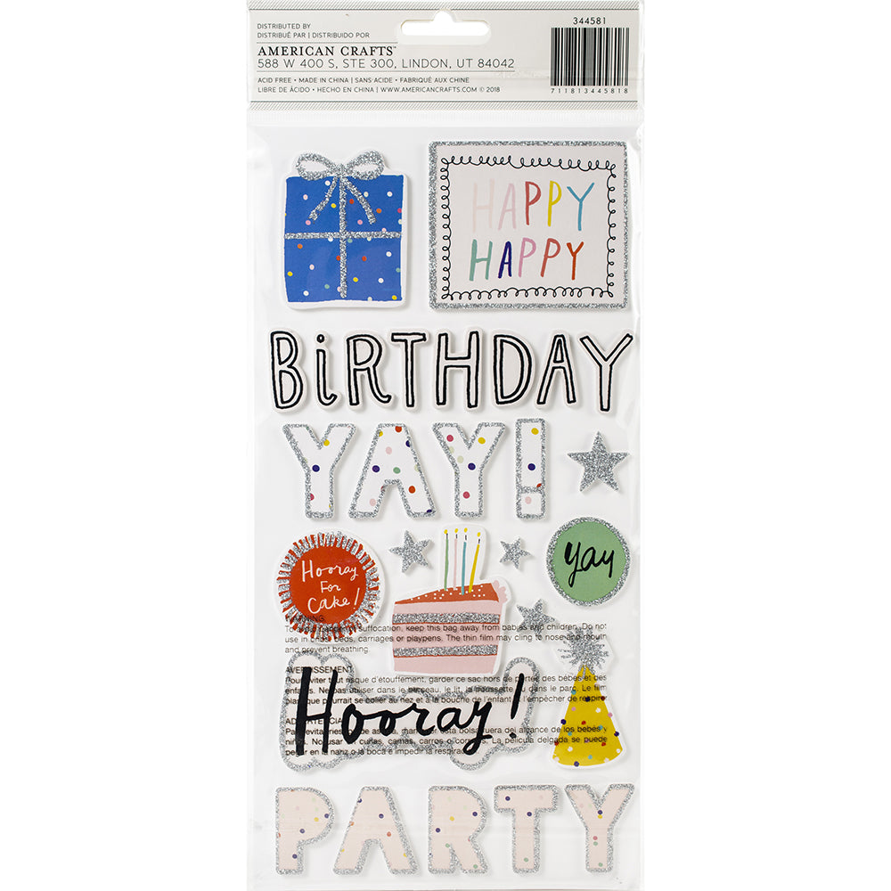 Thickers Hooray Word Stickers with Glitter Accents - 57pcs