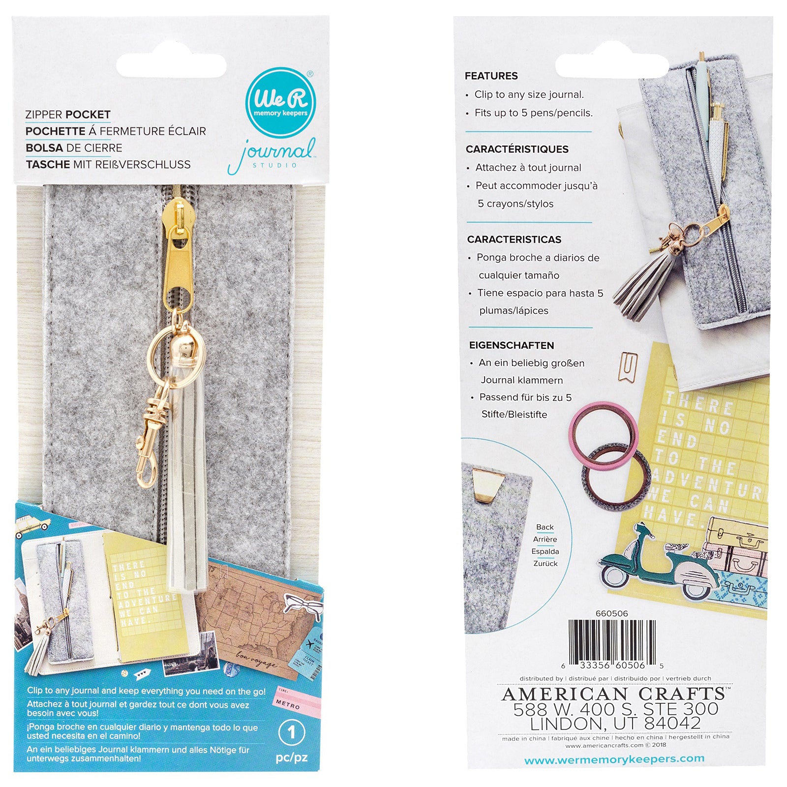 We R Makers Journal Studios Felt Zip Pocket