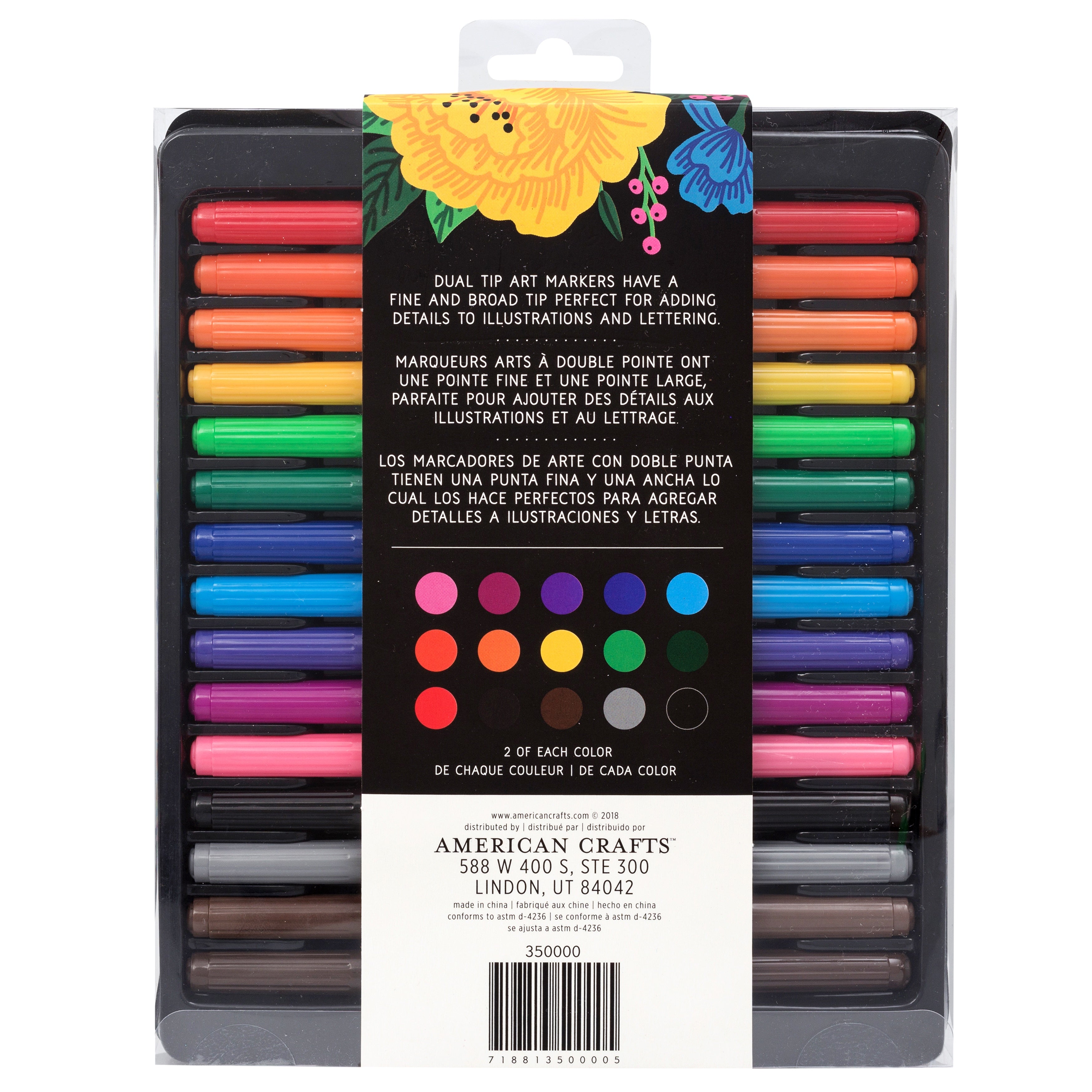 American Crafts Dual Tip Art Markers - 30 Marker Value Pack