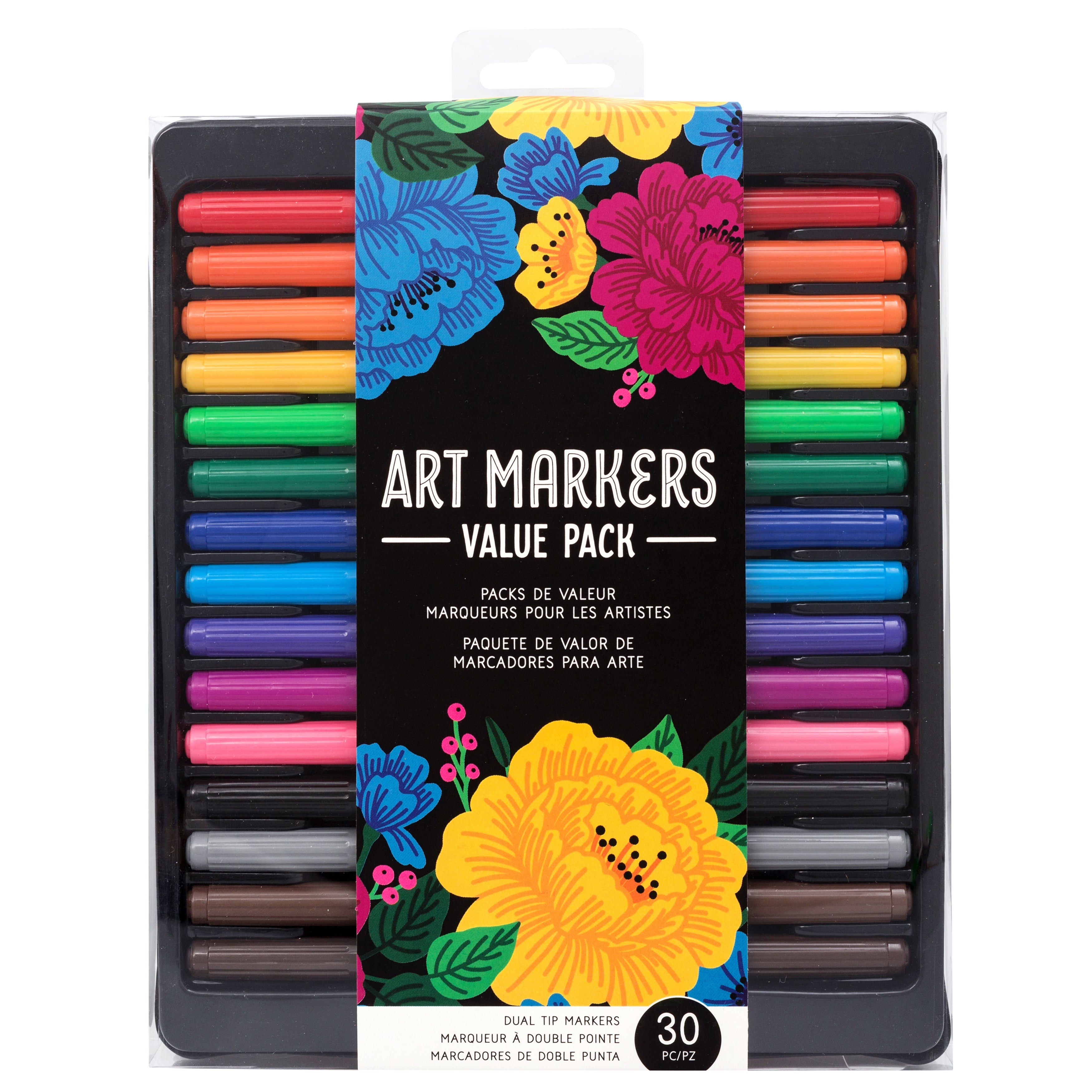 American Crafts Dual Tip Art Markers - 30 Marker Value Pack