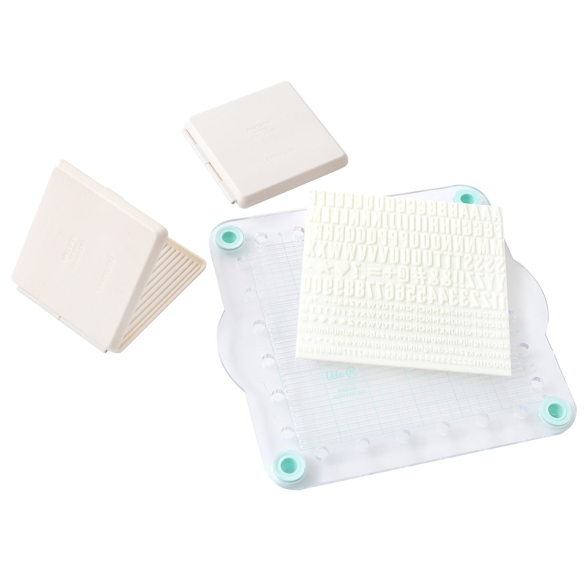 We R Makers Typeset Stamping Block with 2 Letter Sets – American Crafts