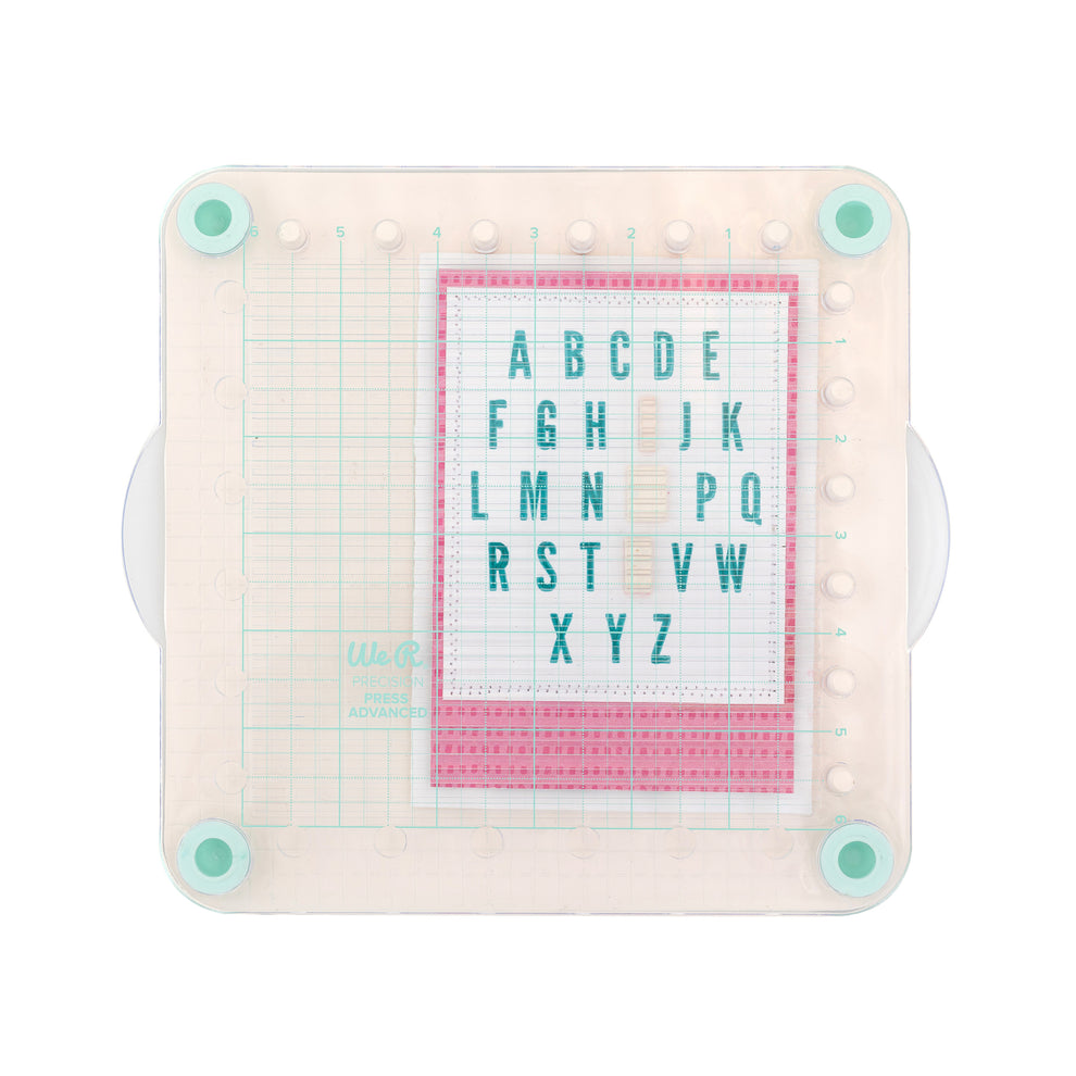 We R Makers Typeset Stamping Block with 2 Letter Sets – American Crafts