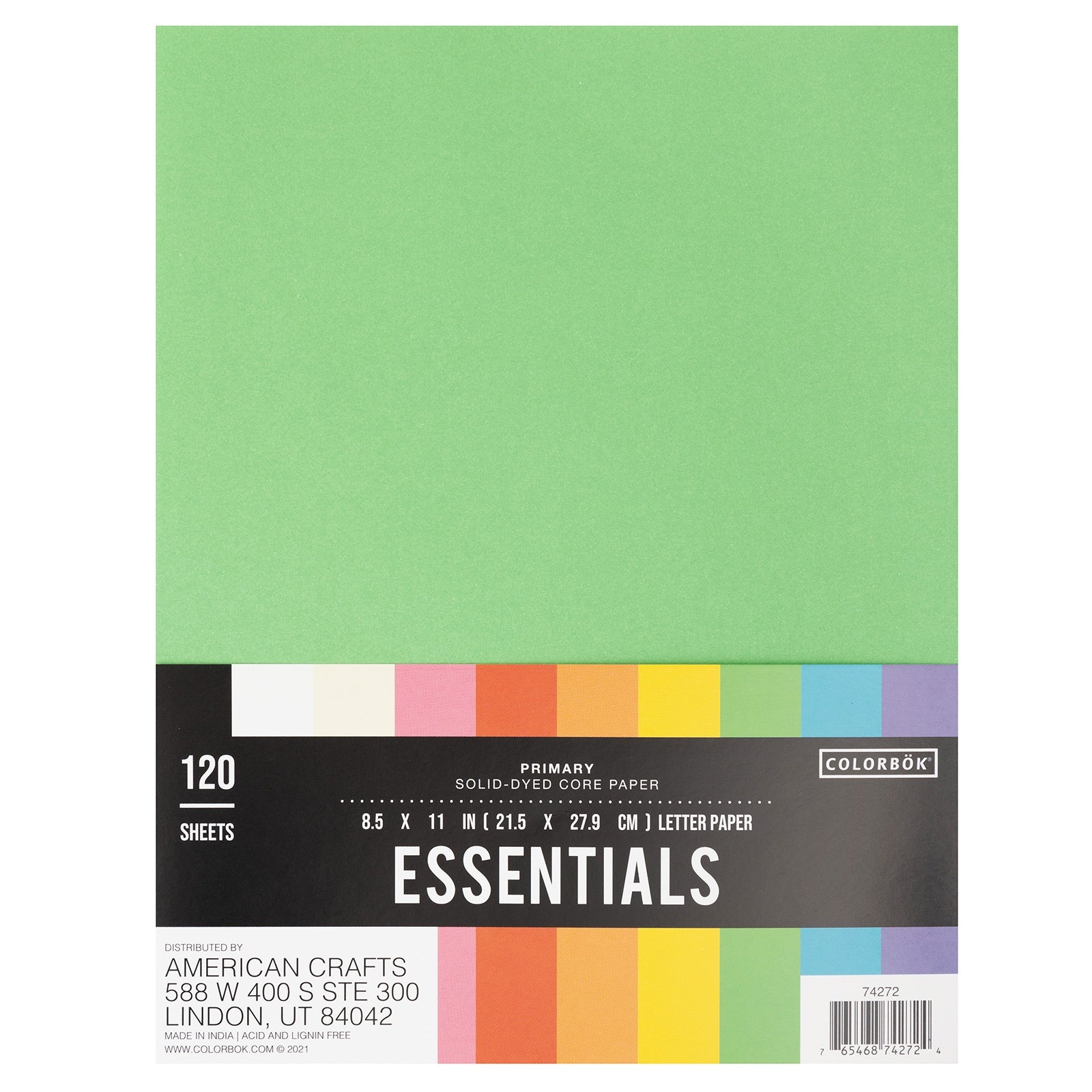 Colorbok Essentials Primary 24lb 8.5x11" Cardstock Pack