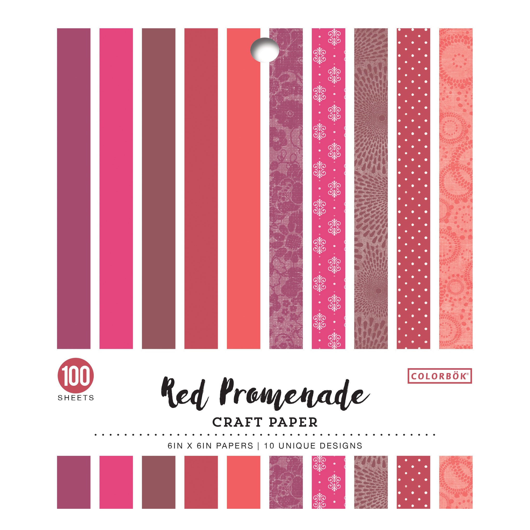 Colorbok Single-Sided Mixed 6x6" Cardstock Pack - Red Promenade