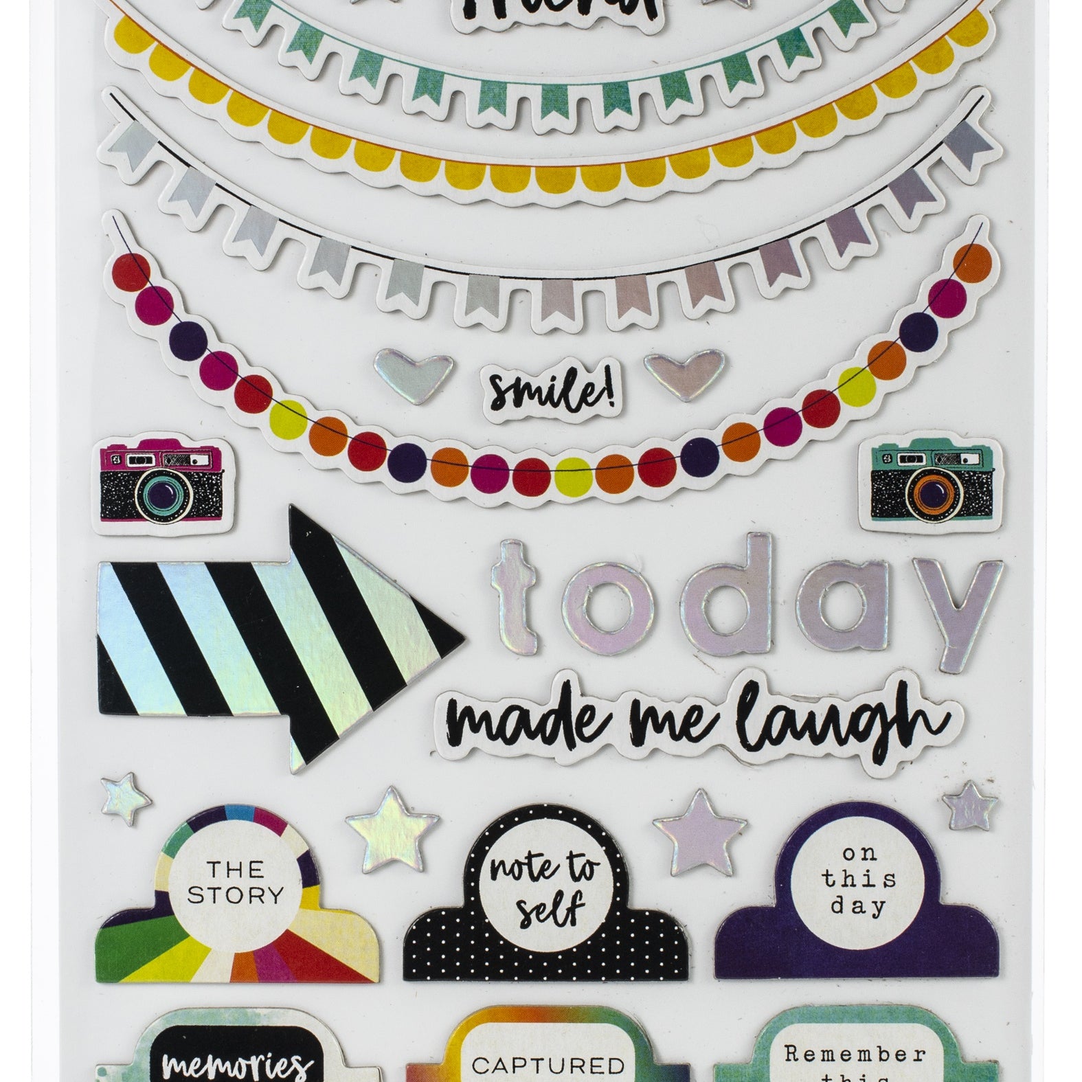 Vicki Boutin Color Kaleidoscope Thickers - Hello Friend Phrase/Silver Chipboard, 121pcs