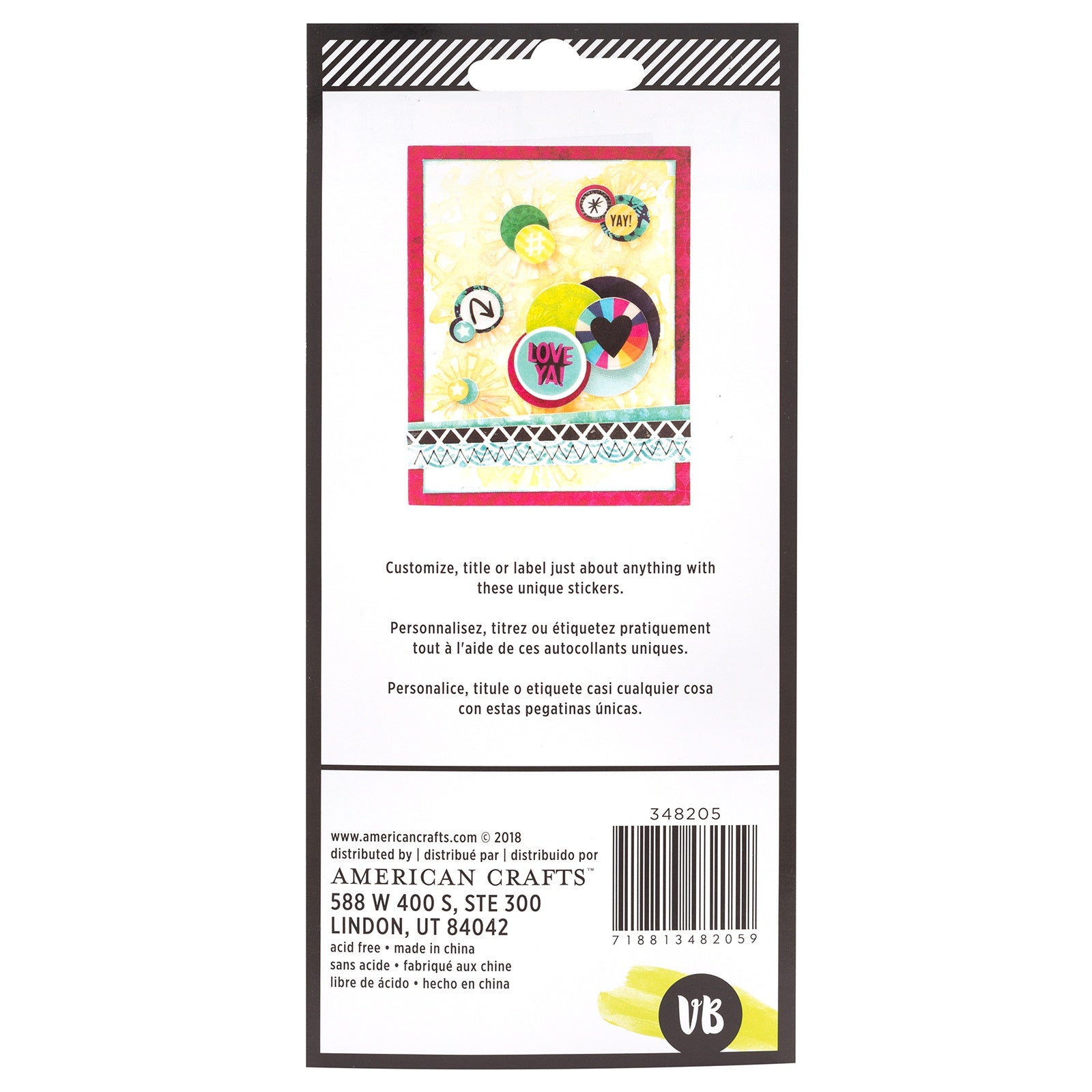 Vicki Boutin Color Kaleidoscope Icon & Phrase Puffy Stickers, 38 pcs