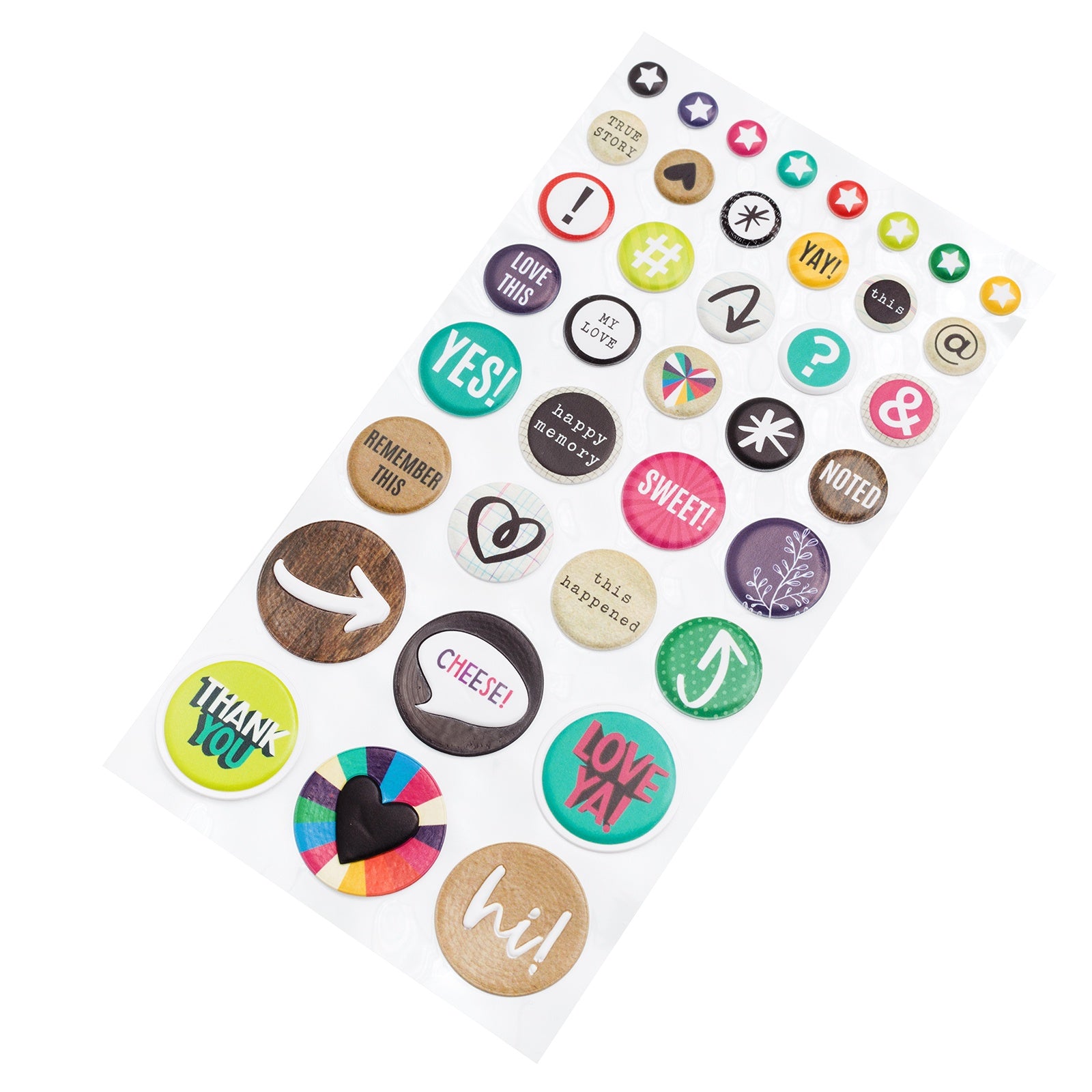 Vicki Boutin Color Kaleidoscope Icon & Phrase Puffy Stickers, 38 pcs