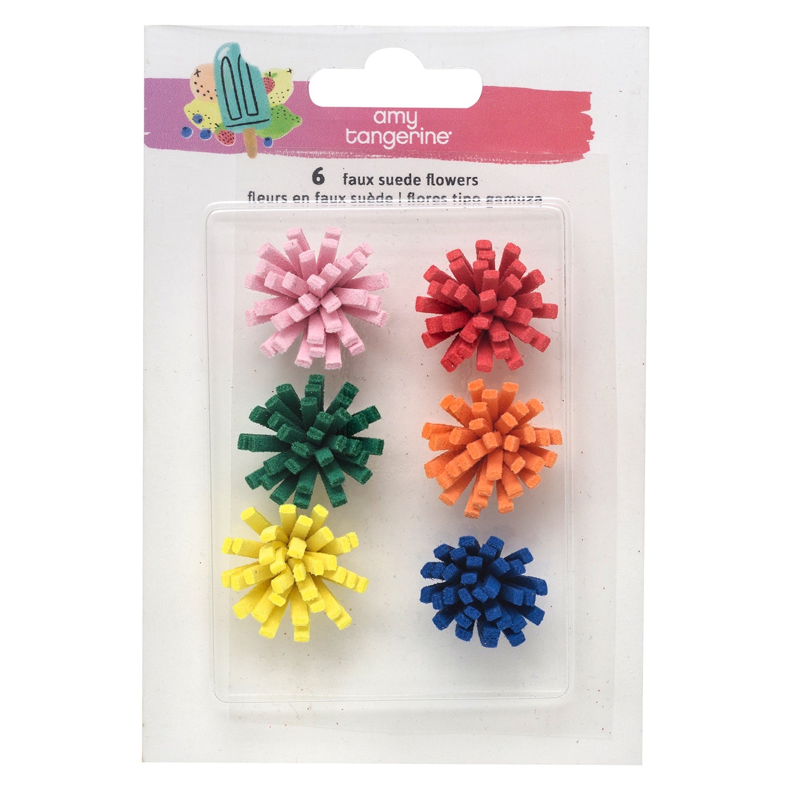 Amy Tangerine Stay Sweet Stickers - Faux Suede Flowers, 6 pack
