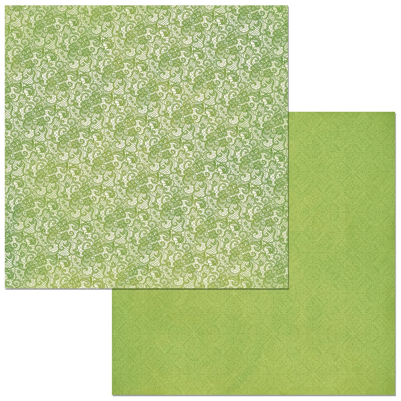 BoBunny Double Dot Lace 12x12" Double-Sided Cardstock - Avocado, 25 pack