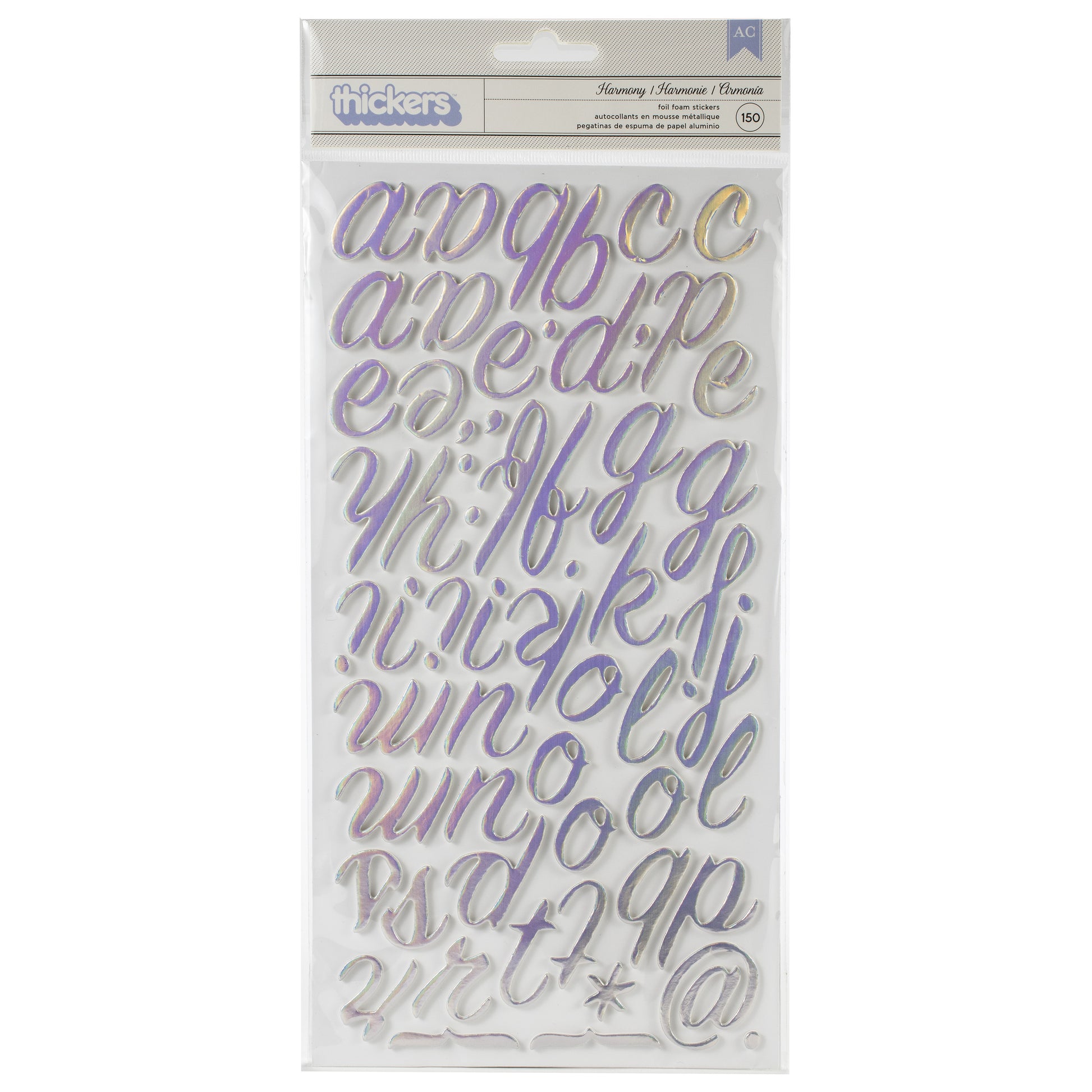 Thickers Alphabet Stickers with Iridescent Foil - Harmony, 150pcs