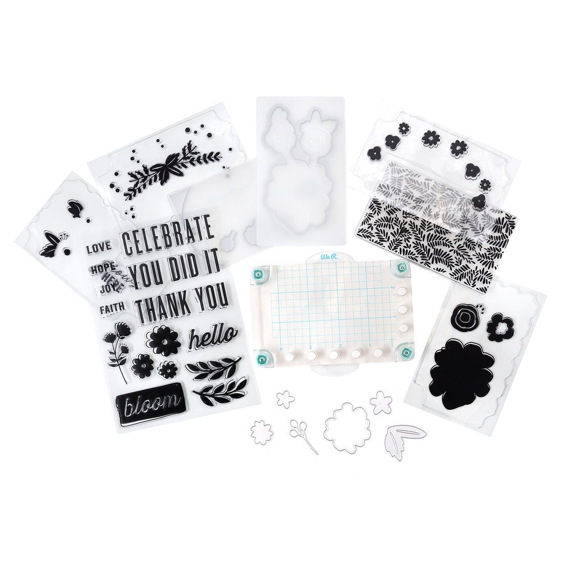 We R Makers Mini Evolution Floral Stamp, Die & Emboss Kit – American Crafts