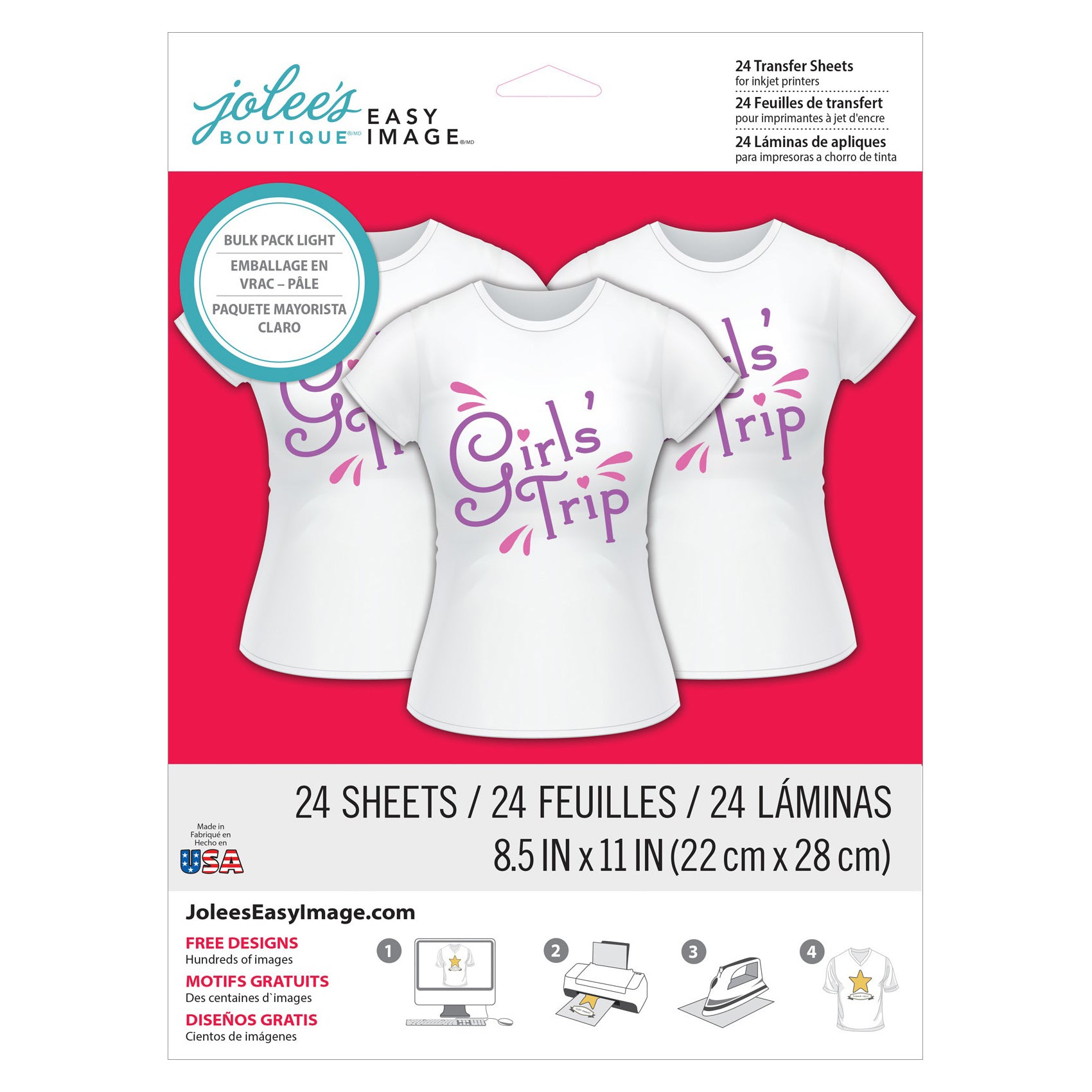 Jolee's Easy Image Printable Transfer Sheets for Light Fabrics