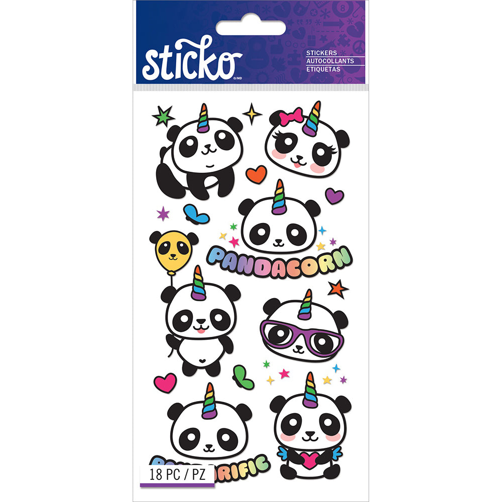 Sticko Classic Stickers - Pandacorn, 18pcs