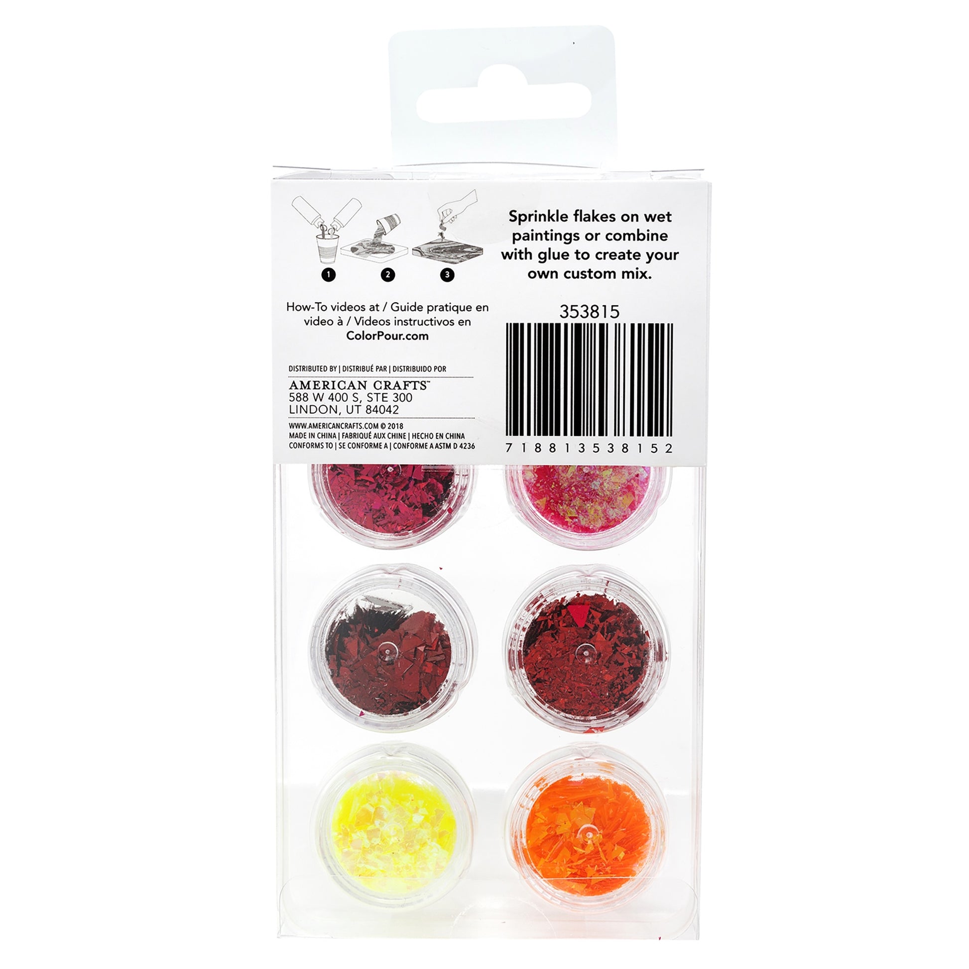 American Crafts Color Pour Foil Flakes .1oz-Warm, 6 Pack