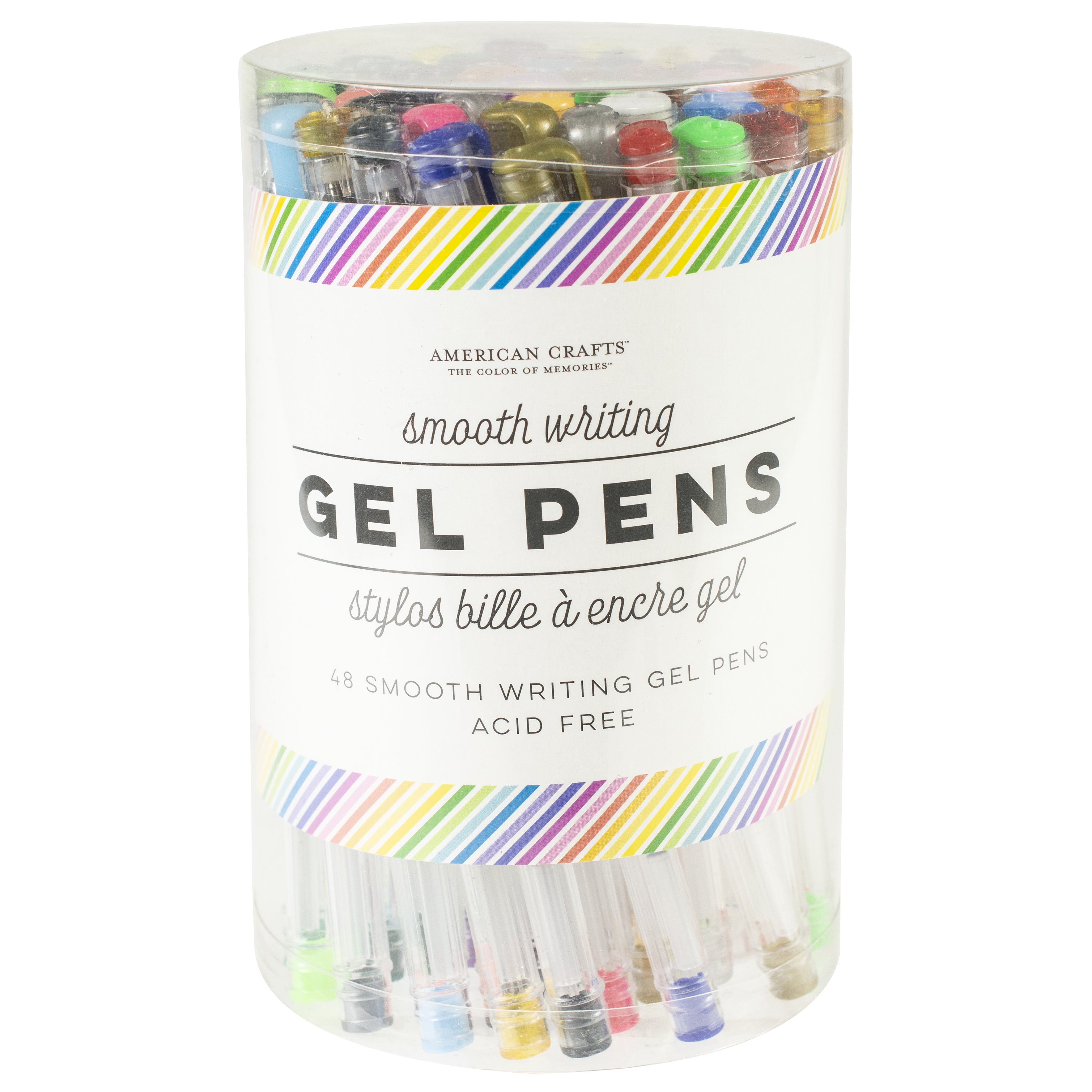 AC Office Gel Pens Tube - Rainbow Stripe, 48 Pack