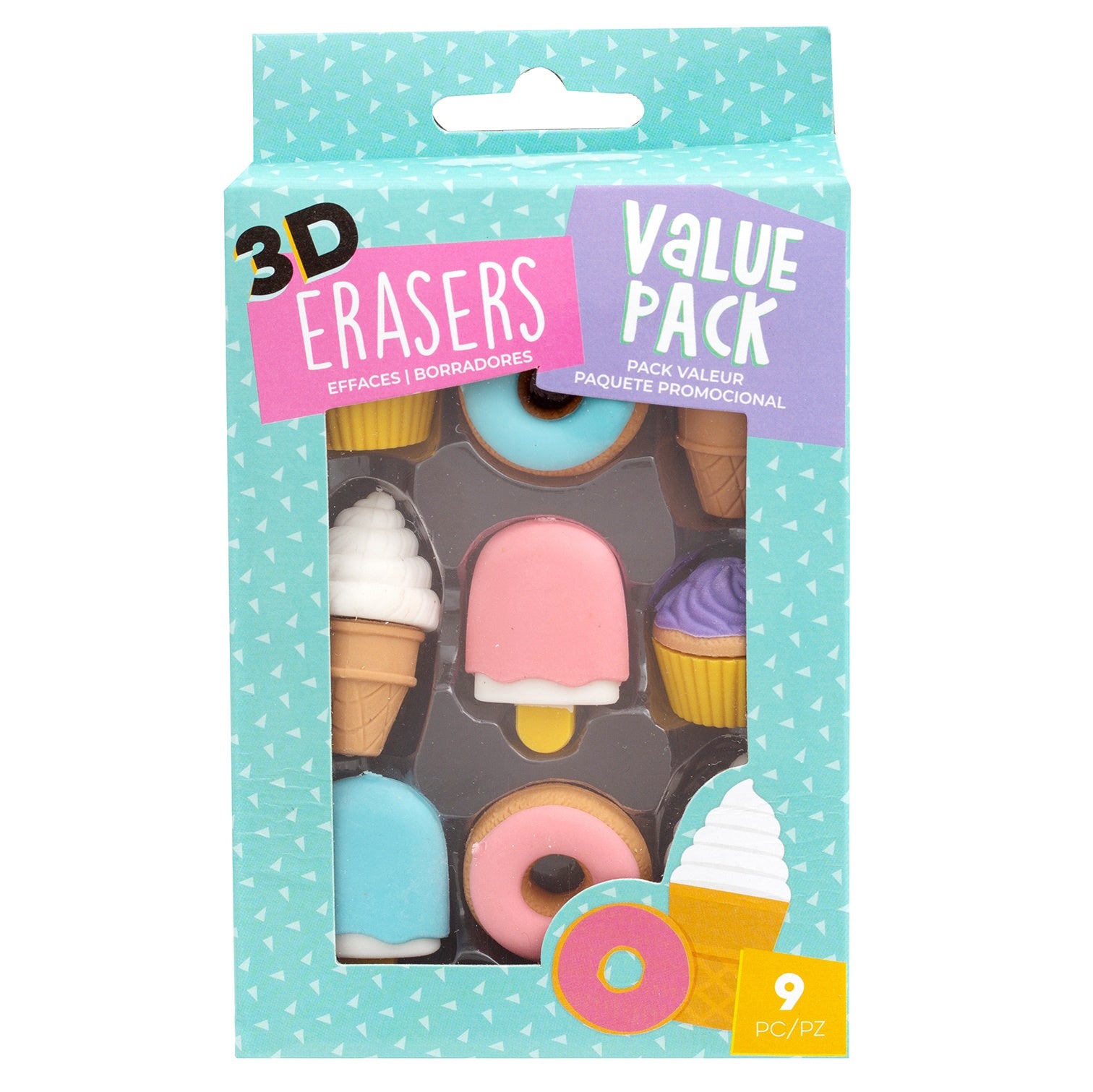 AC Office 3D Erasers - Dessert, 9 pack