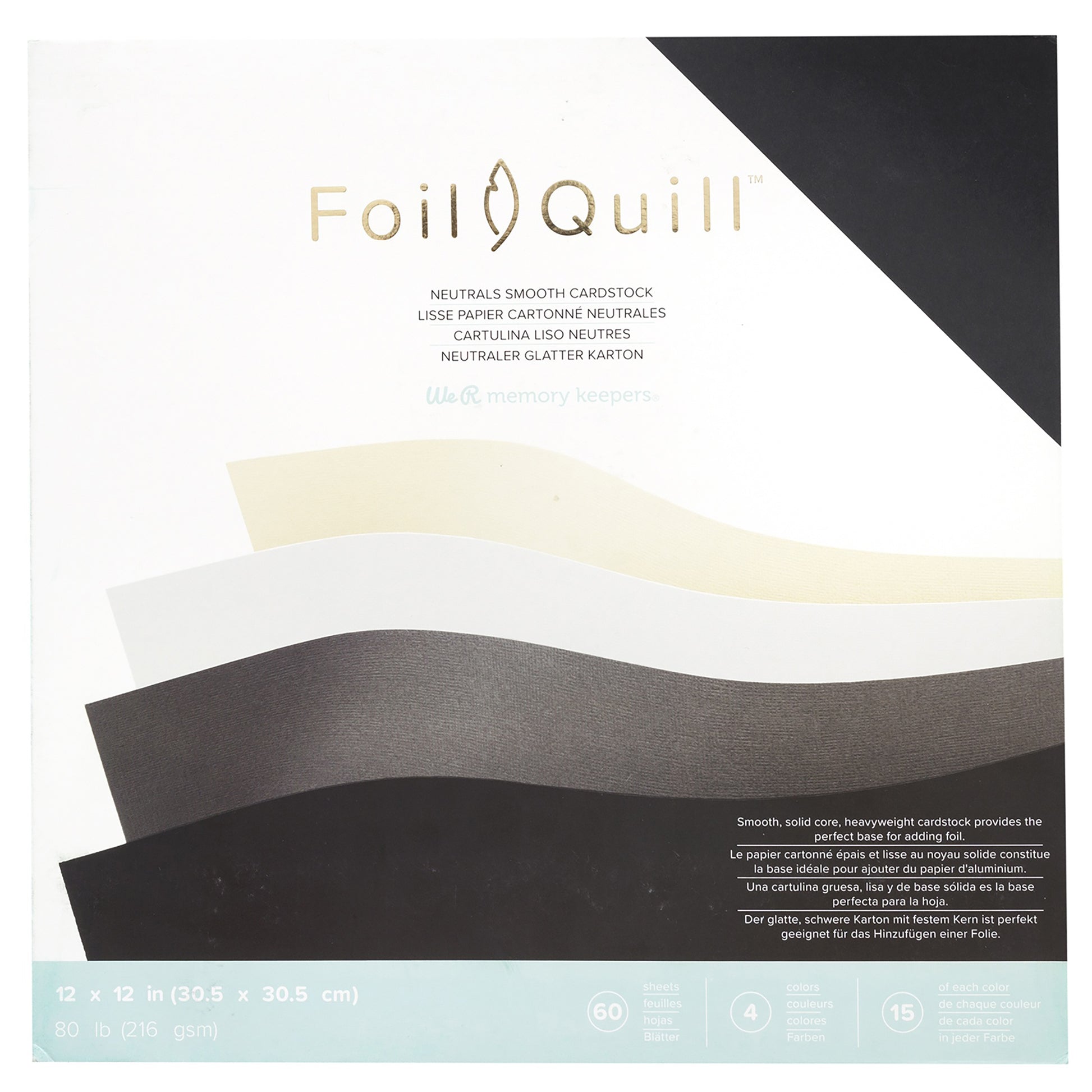 We R Makers Foil Quill 12x12" Cardstock Bases - Smooth Neutrals, 60 sheets