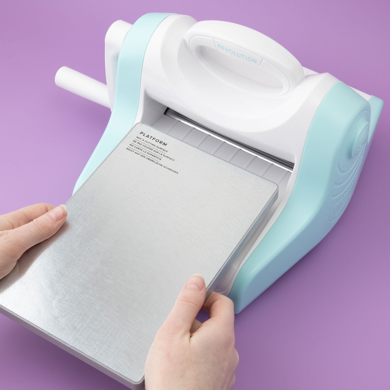 We R Makers Revolution Die Cutting Replacement Plate going into the Revolution Die Cutter