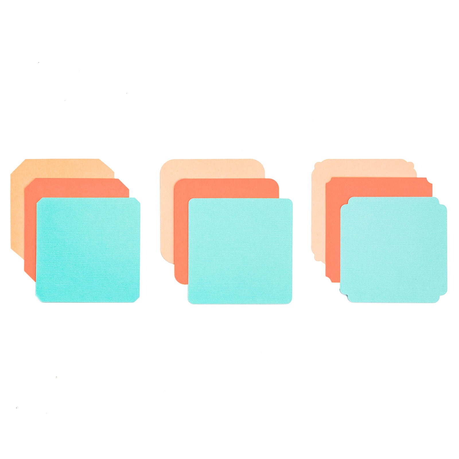 Example papers showing the different corner shapes