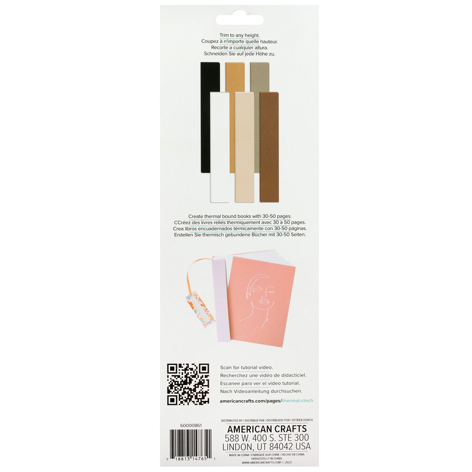 Back of packaging for We R Makers Thermal Cinch Neutrals Spines - 6 Pack