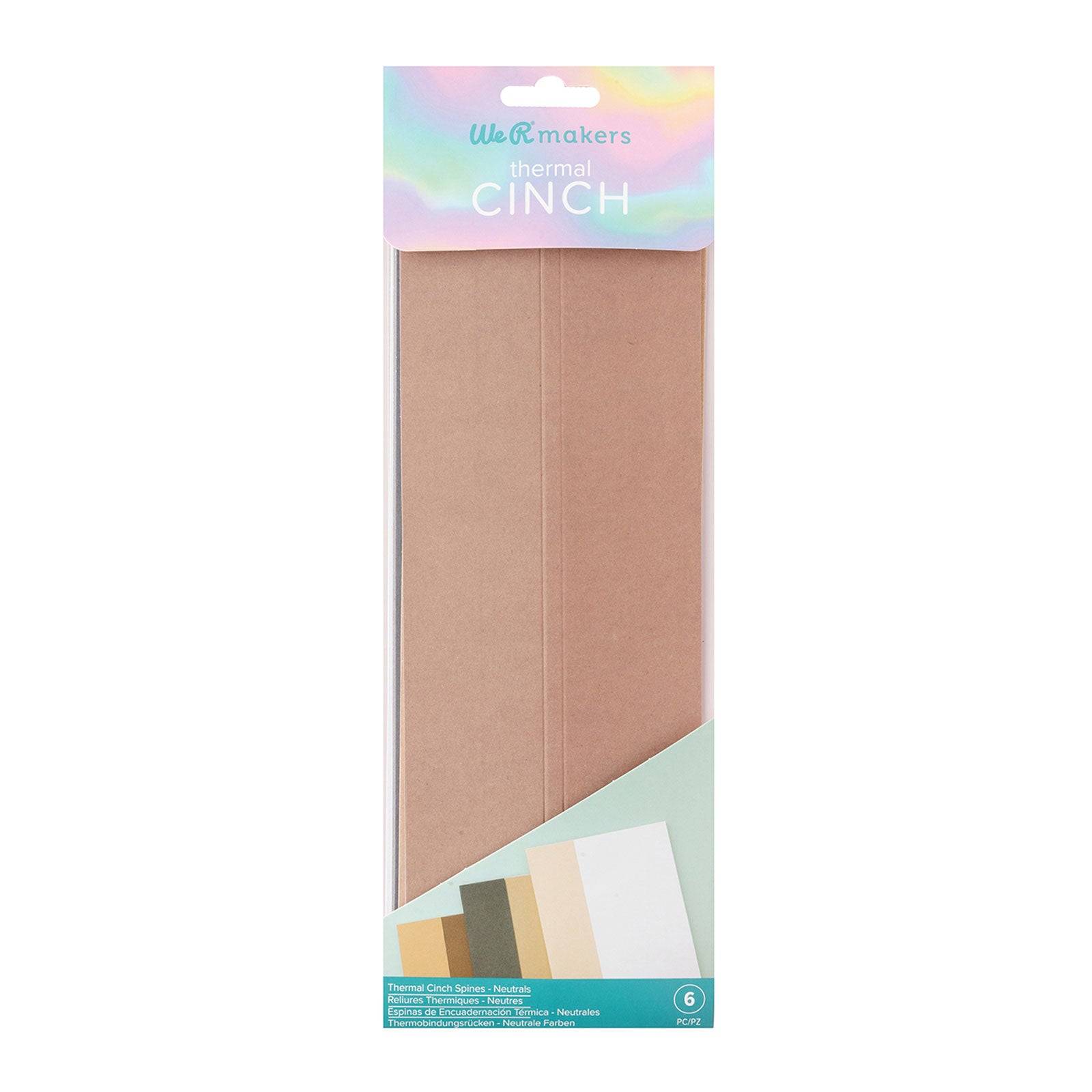 Front of packaging for We R Makers Thermal Cinch Neutrals Spines - 6 Pack